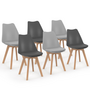 Voir la diapositive 1 : ID MARKET Lot de 6 chaises scandinaves SARA mix color gris foncé x3 et gris clair x3