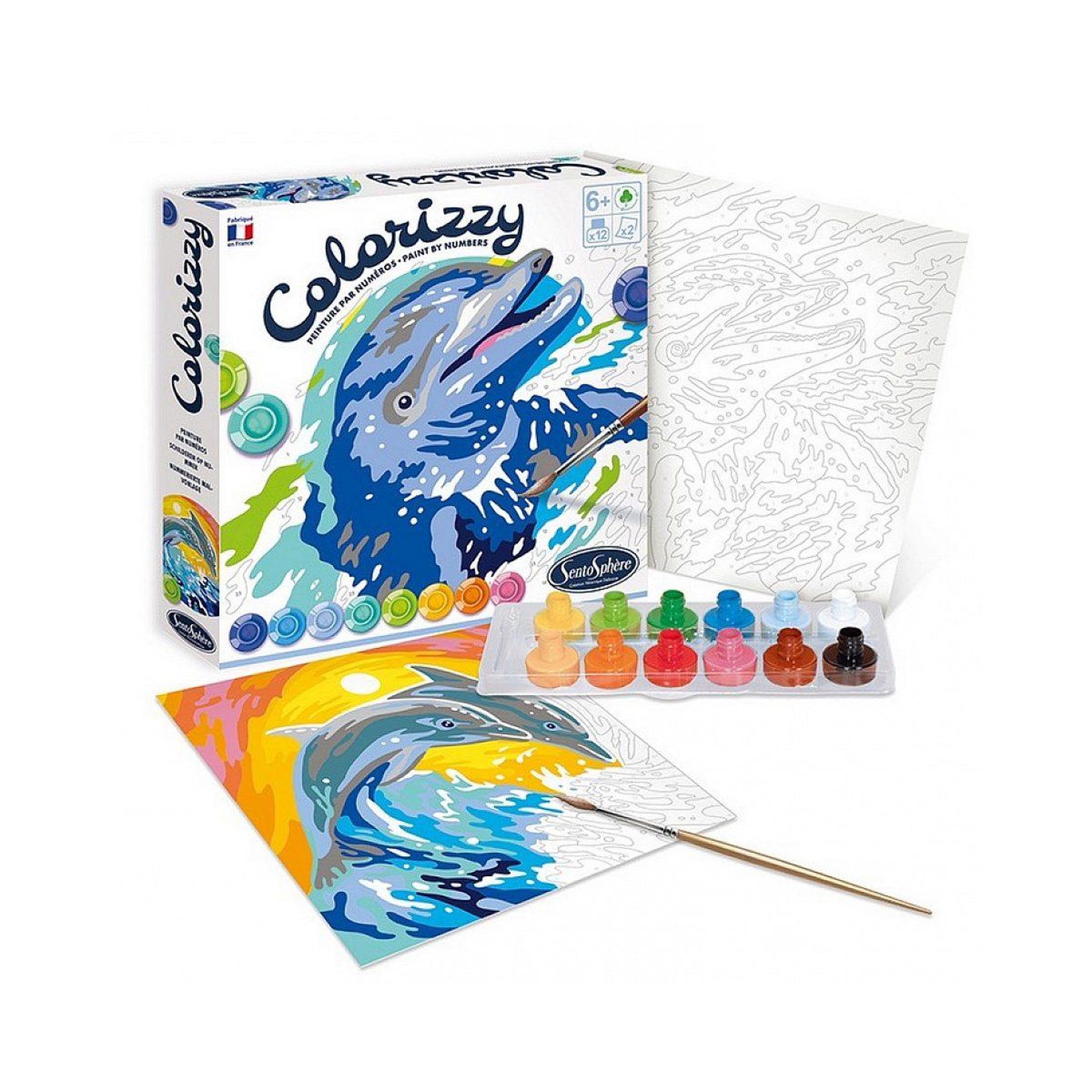 Voir la diapositive 2 : Sentosphere Colorizzy dauphins peinture aux numeros