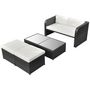 Voir la diapositive 2 : VIDAXL Salon de jardin 4 pcs avec coussins Resine tressee Noir