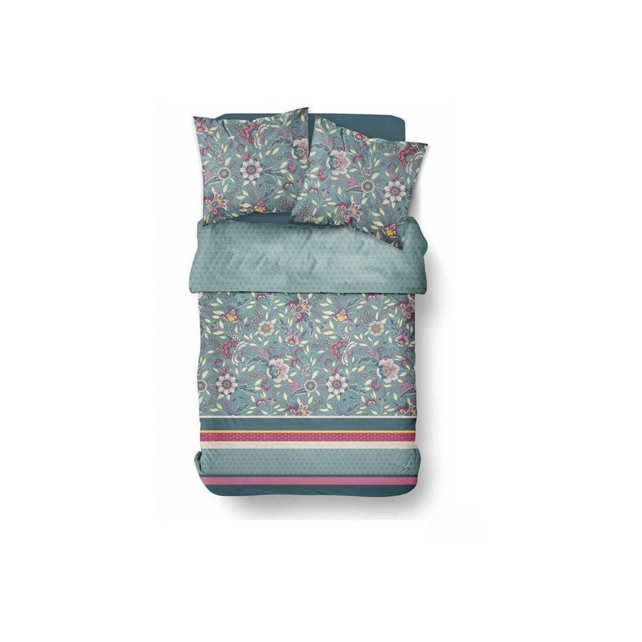 Voir la diapositive 4 : Today Ensemble de literie imprimé floral today sunshine coton bleu: housse de couette 140x200 cm et taie 63x63 cm