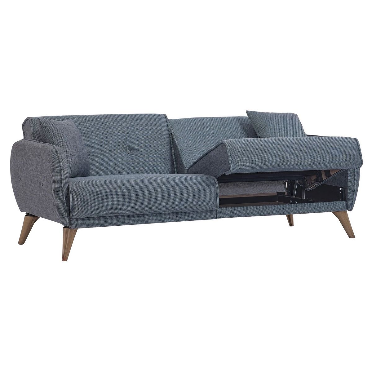 Canapé droit convertible 3 places tissu pieds bois clair BONJO