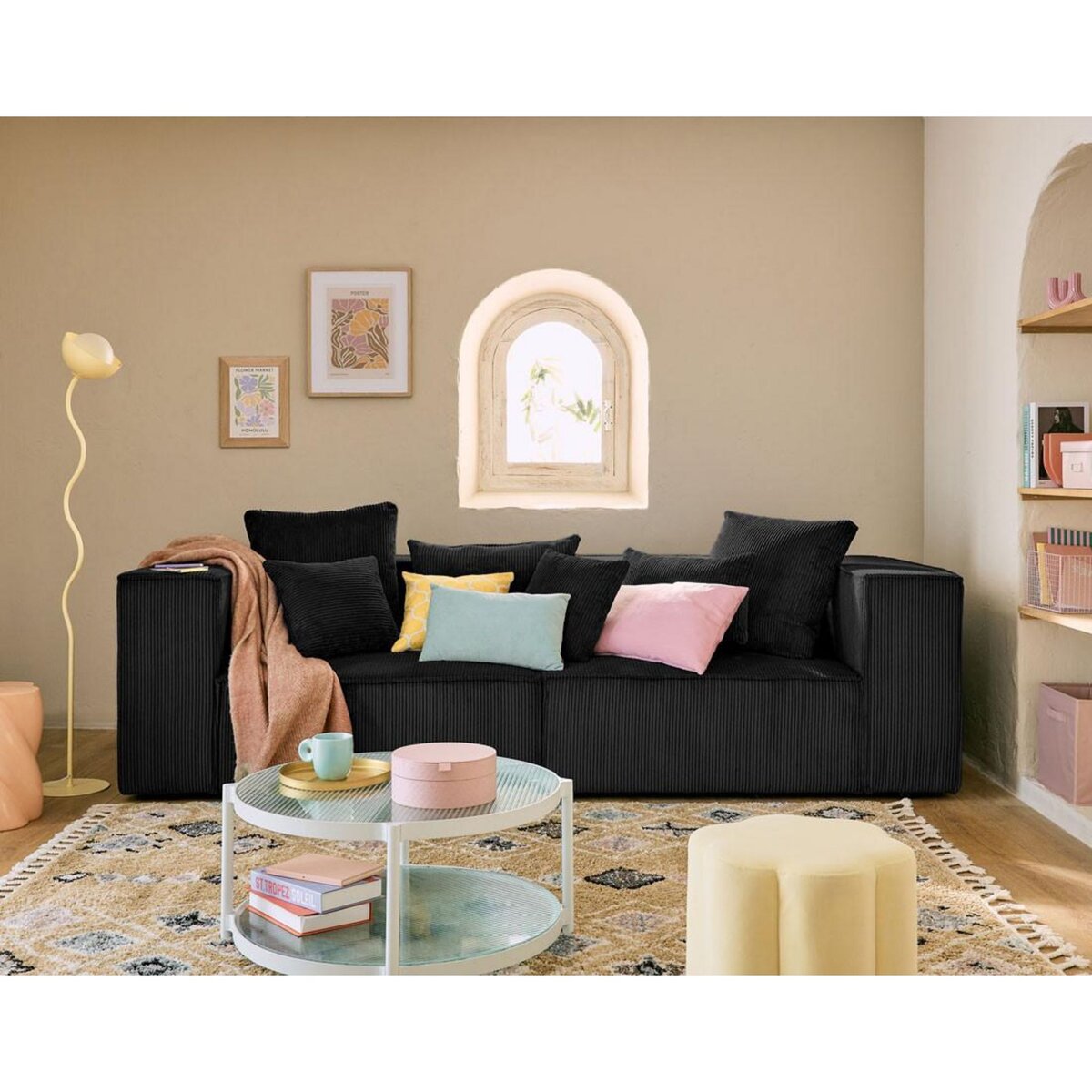 LISA DESIGN Colombine - canapé modulable droit - 2 places - en velours côtelé