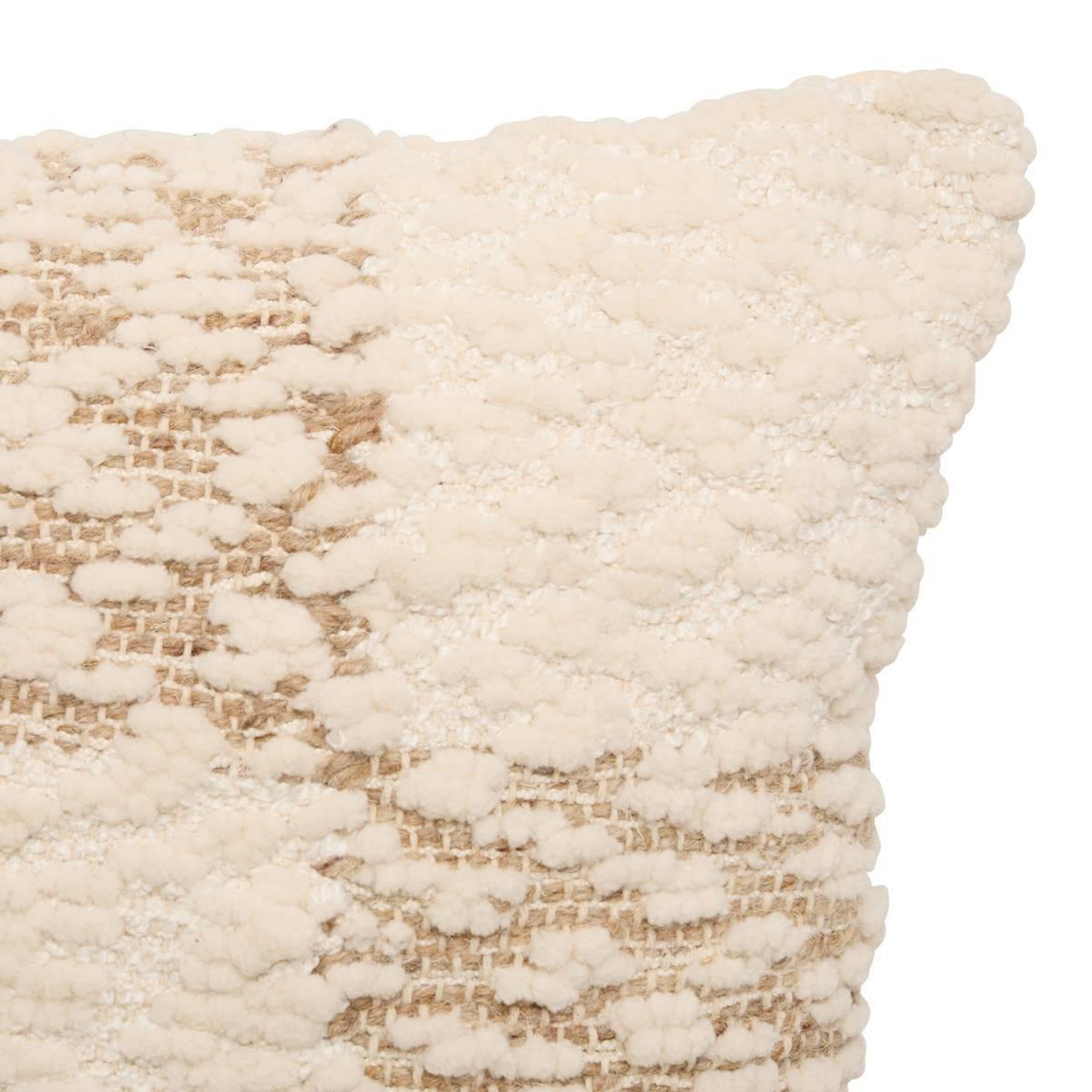 Voir la diapositive 2 : ATMOSPHERA Coussin déco laine chenille  ameya  45x45cm beige lin