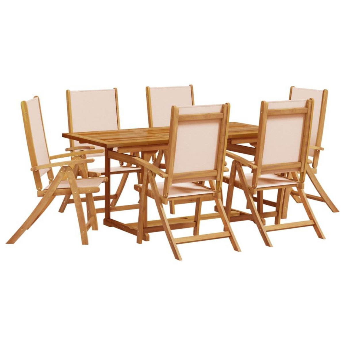 VIDAXL Ensemble a Manger de jardin 7pcs bois d'acacia solide textilene