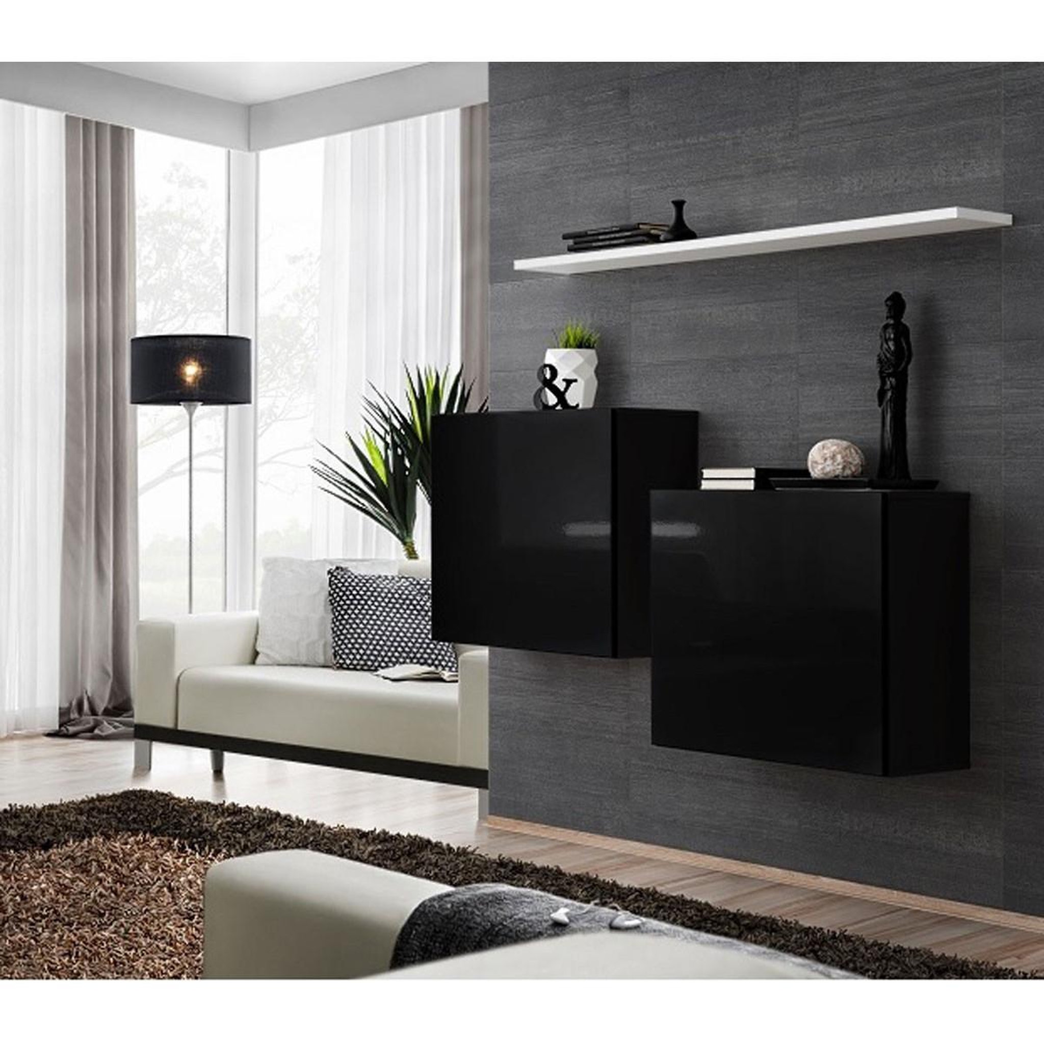 Voir la diapositive 2 : Paris Prix Lot de 2 blocs & étagère  switch sbi  130cm noir & blanc