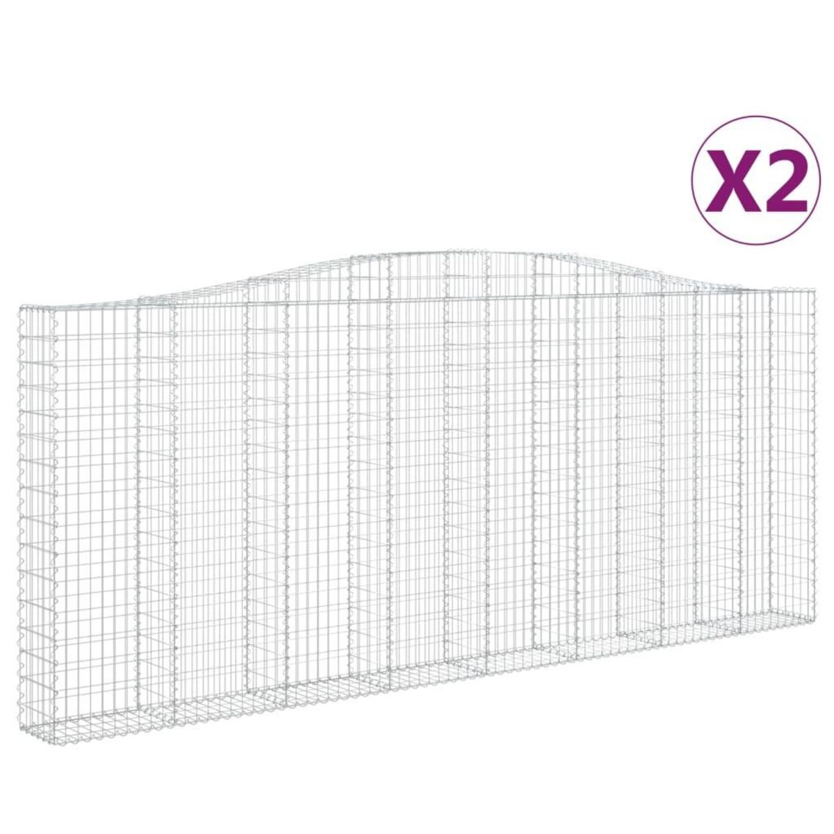 VIDAXL Paniers a gabions arques 2 pcs 400x30x160/180 cm Fer galvanise