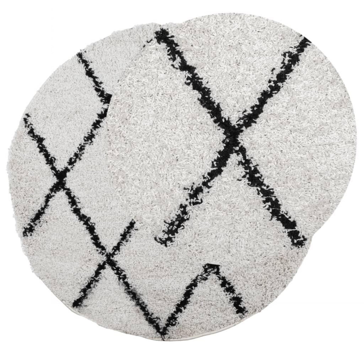 VIDAXL Tapis shaggy a poils longs moderne creme et noir Ø 280 cm