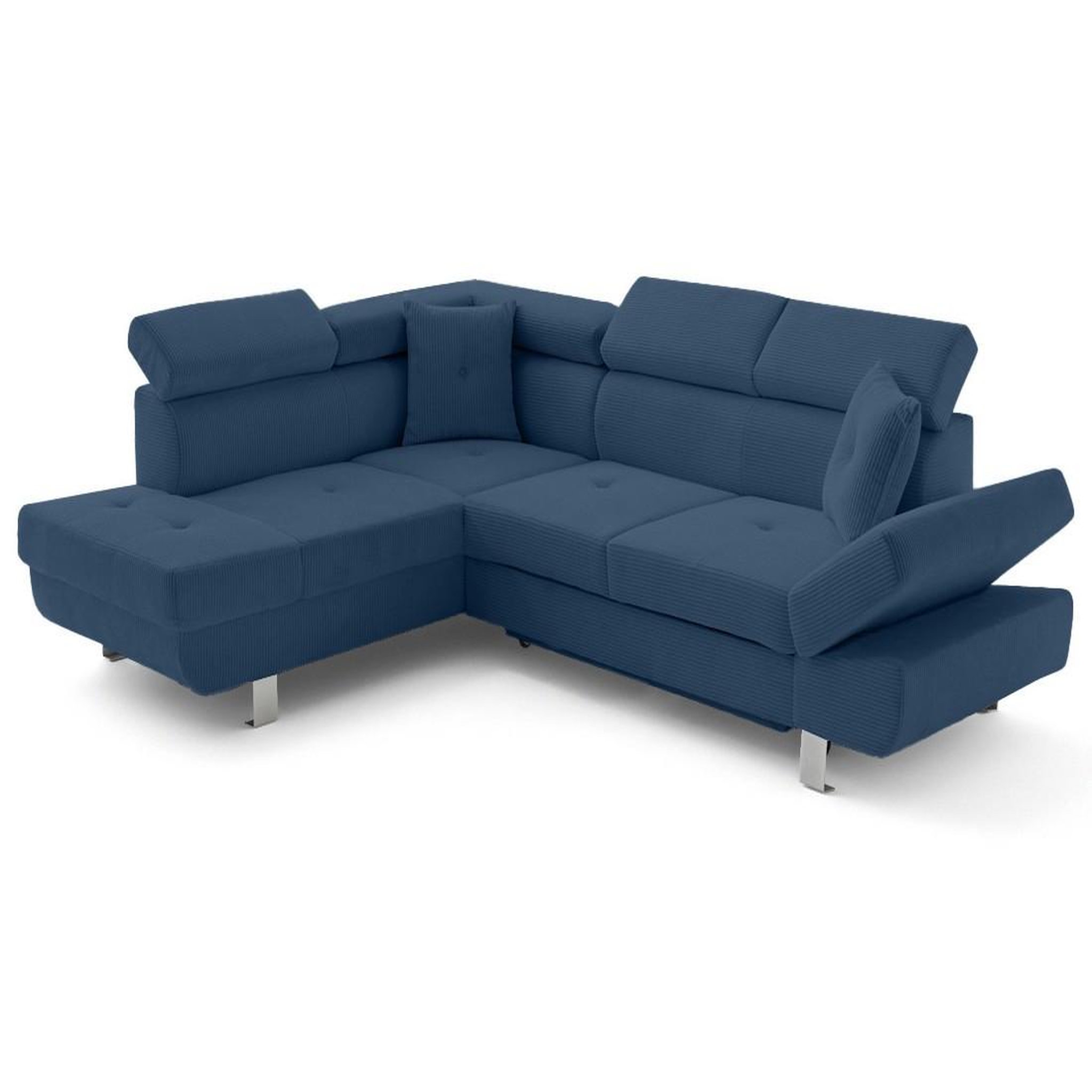 Voir la diapositive 2 : BEST MOBILIER Lisbona - canapé d'angle gauche 5 places convertible avec têtières en velours côtelé