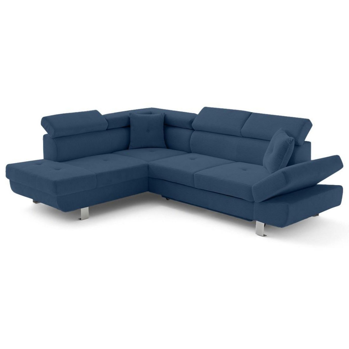 BEST MOBILIER Lisbona - canapé d'angle gauche 5 places convertible avec têtières en velours côtelé