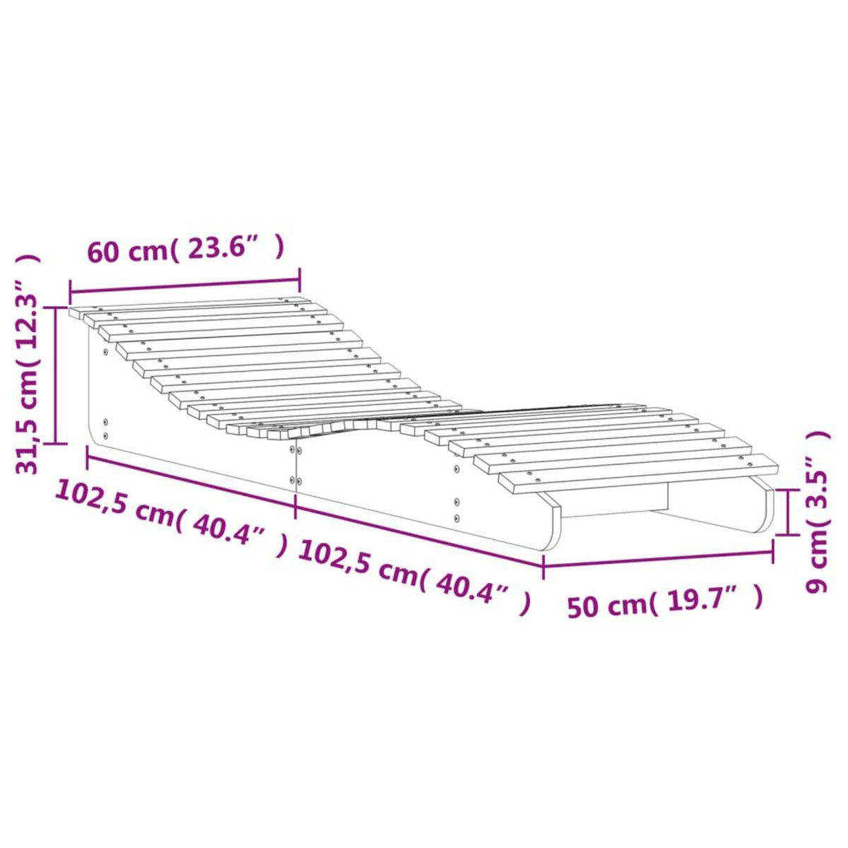 VIDAXL Chaises longues lot de 2 205x60x31,5cm bois massif de pin