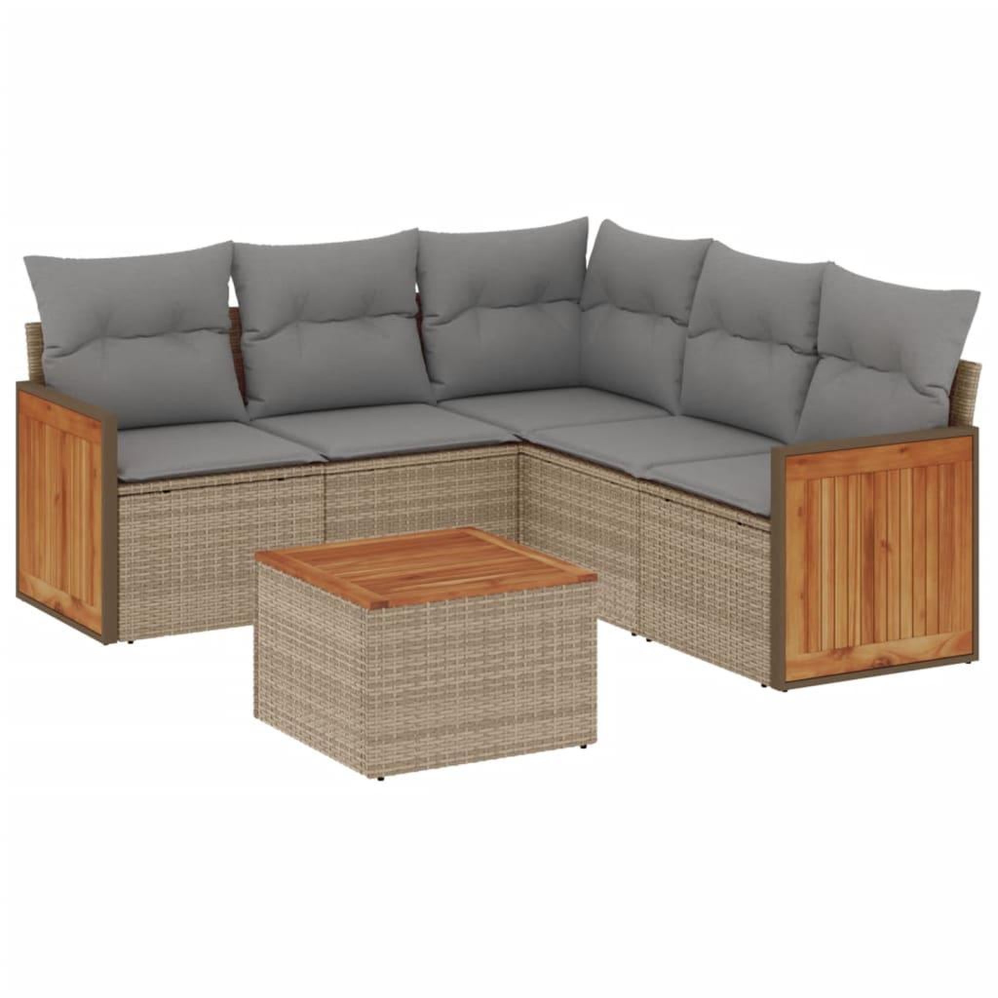 Voir la diapositive 2 : VIDAXL Salon de jardin avec coussins 6 pcs beige resine tressee