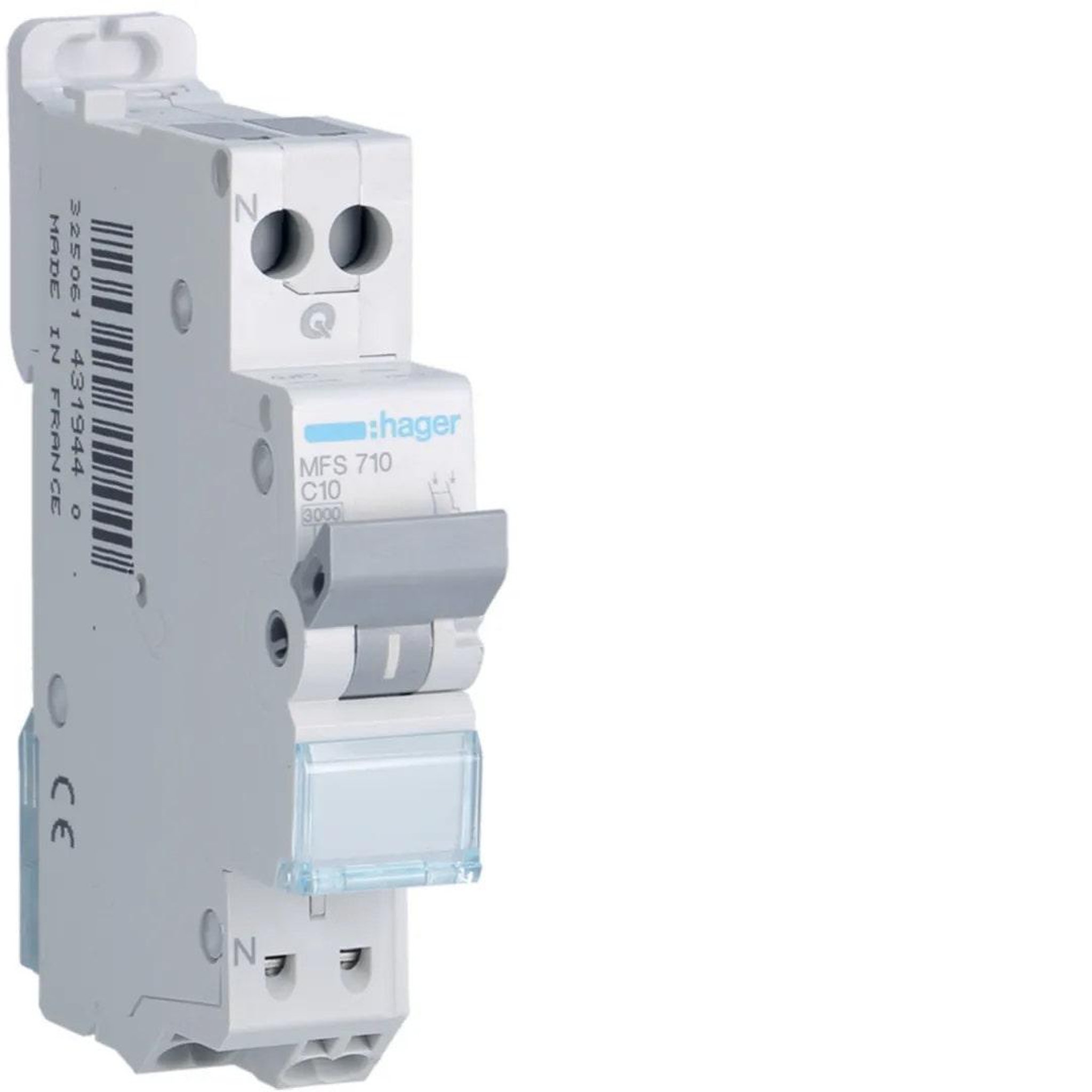 HAGER Disjoncteur 10a auto ph+n courbe c 3ka 230v