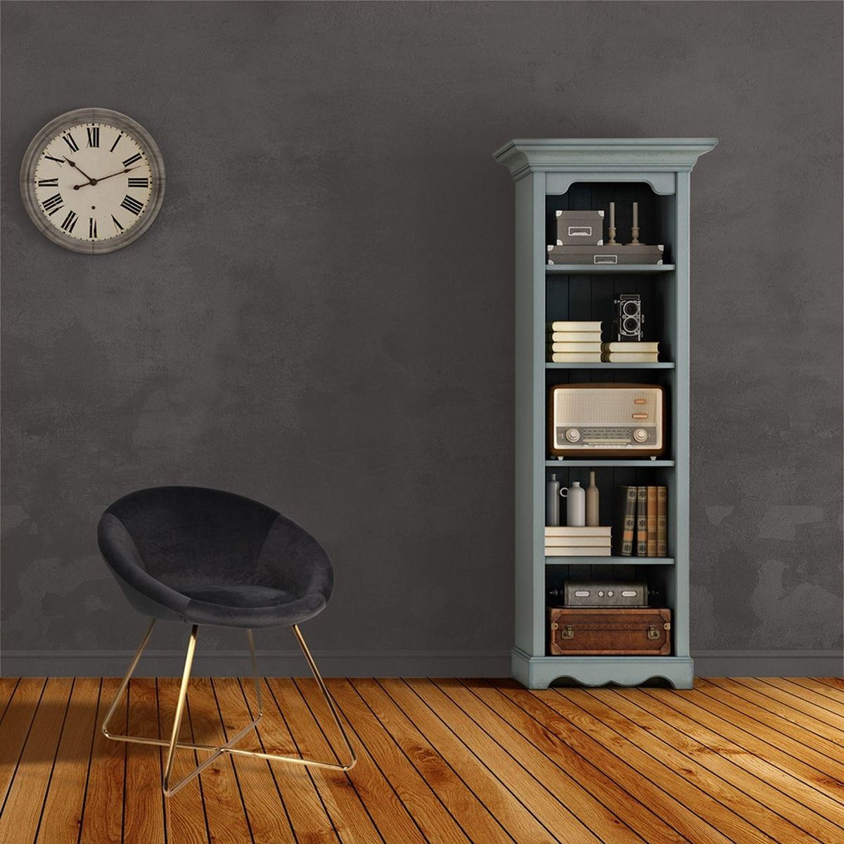 The Home Deco Factory Fauteuil de salon en velours Karl