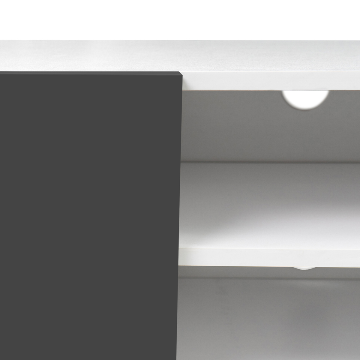 ID MARKET Meuble TV 113 cm ELI blanc portes gris anthracite