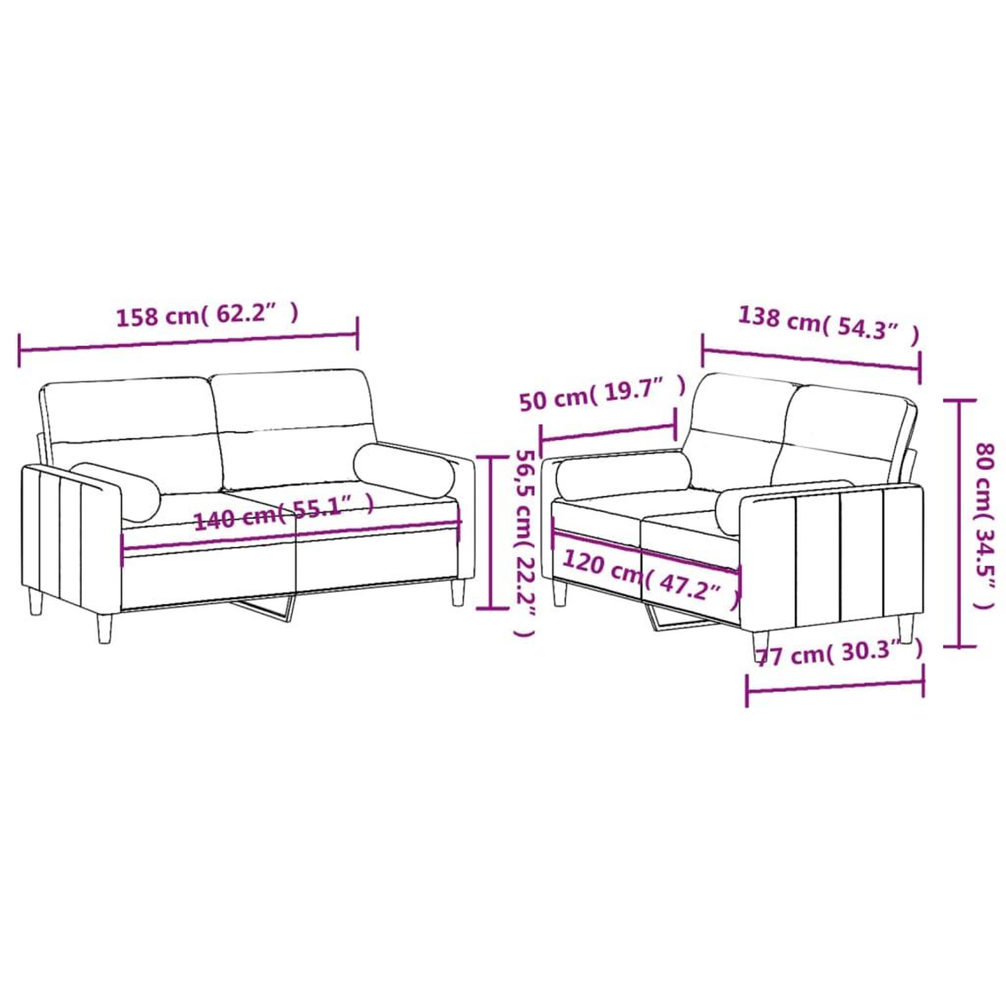 Voir la diapositive 6 : VIDAXL Ensemble de canapes 2 pcs avec coussins marron tissu