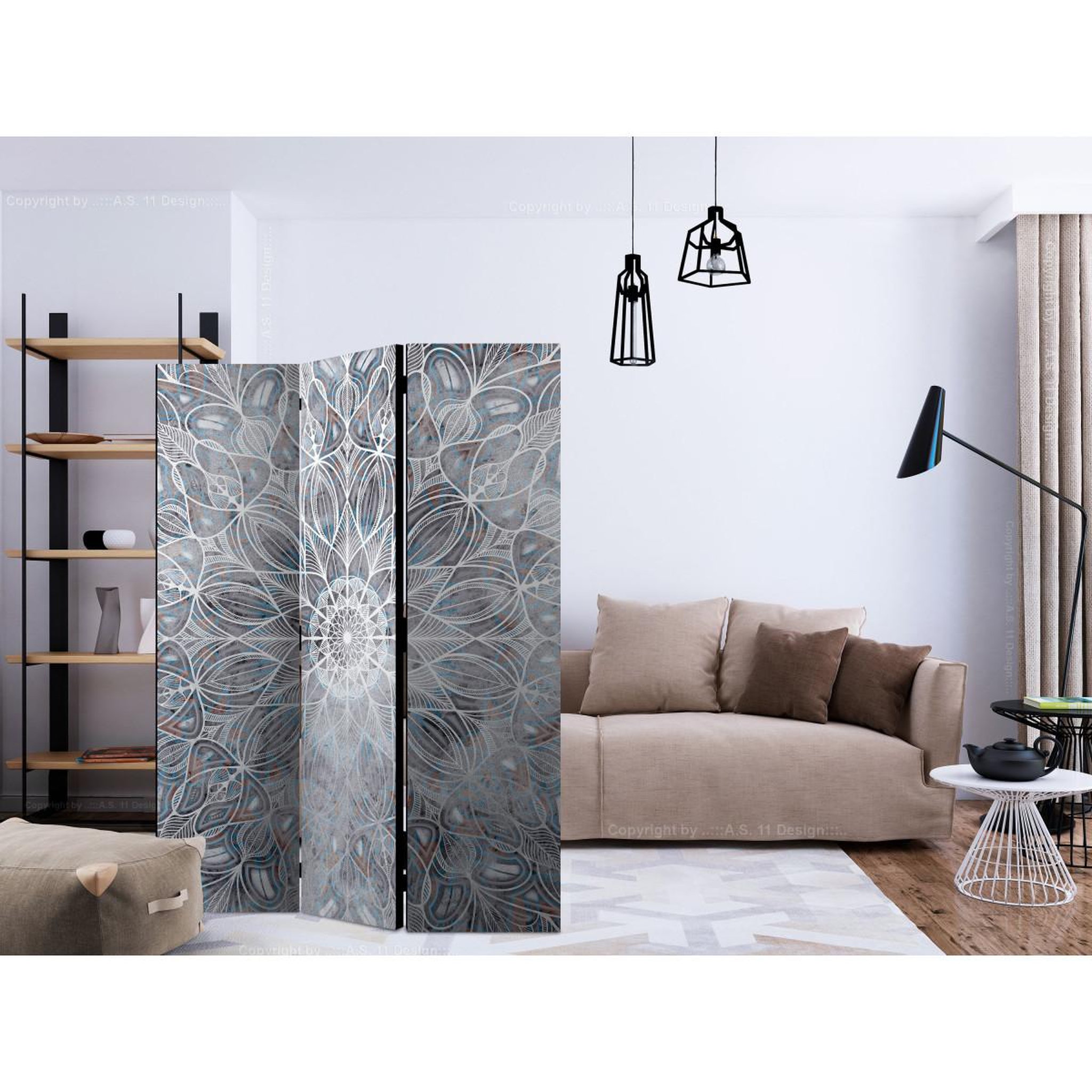 Voir la diapositive 2 : Paris Prix Paravent 3 volets  blurred mandala  135x172cm
