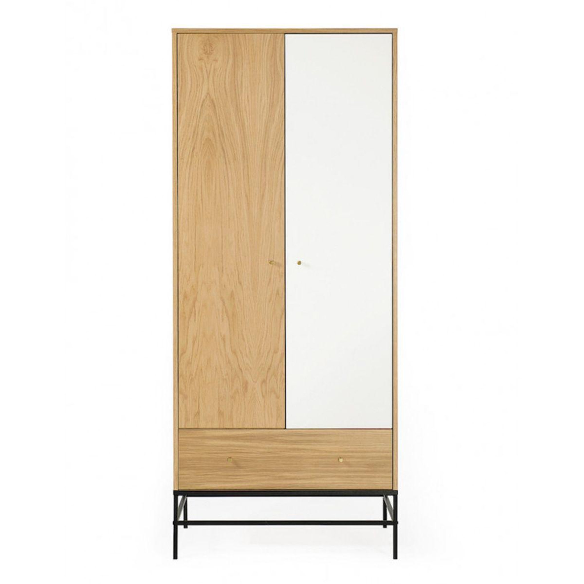 Voir la diapositive 2 : Paris Prix Armoire 2 portes & 1 tiroir  flo  190cm chêne & blanc