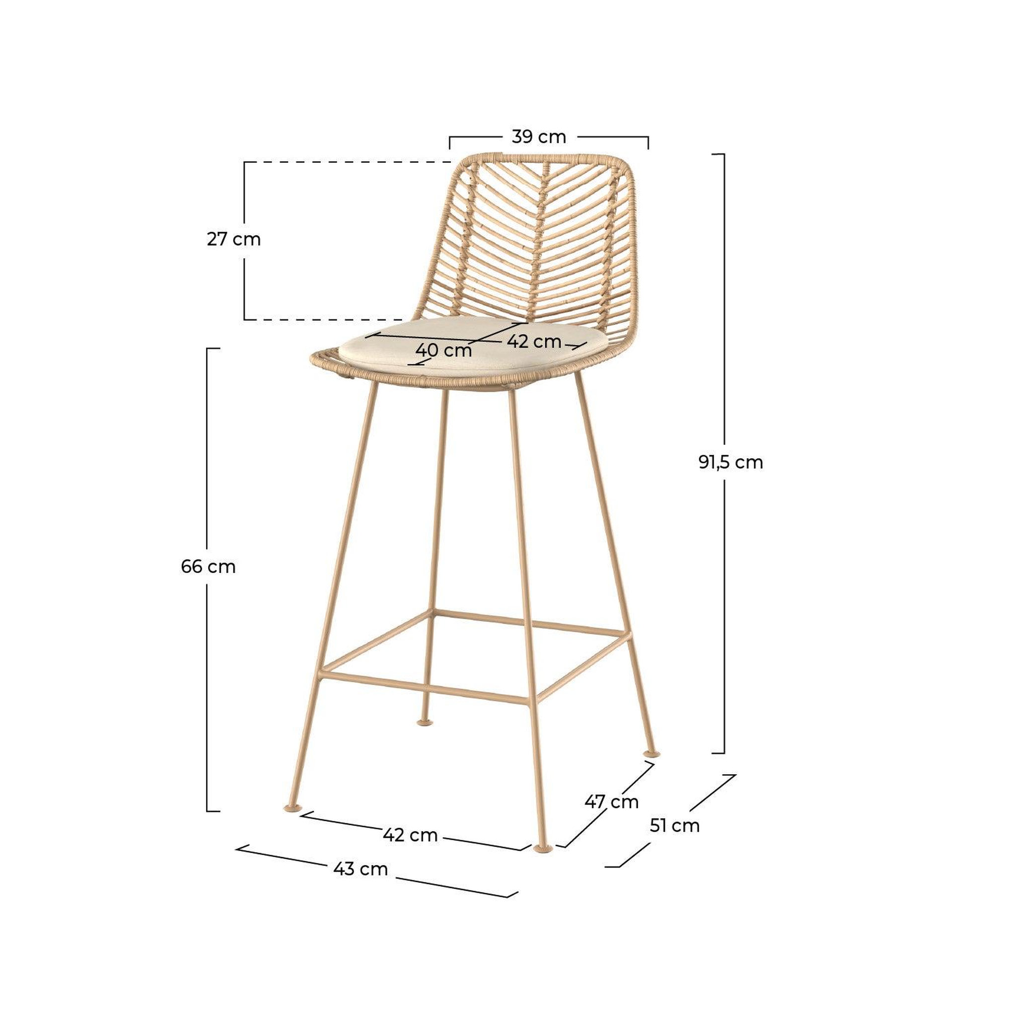 Voir la diapositive 4 : MAISON PAVANE Lot de 2 chaises pour îlot central 66 cm en rotin naturel-tamara