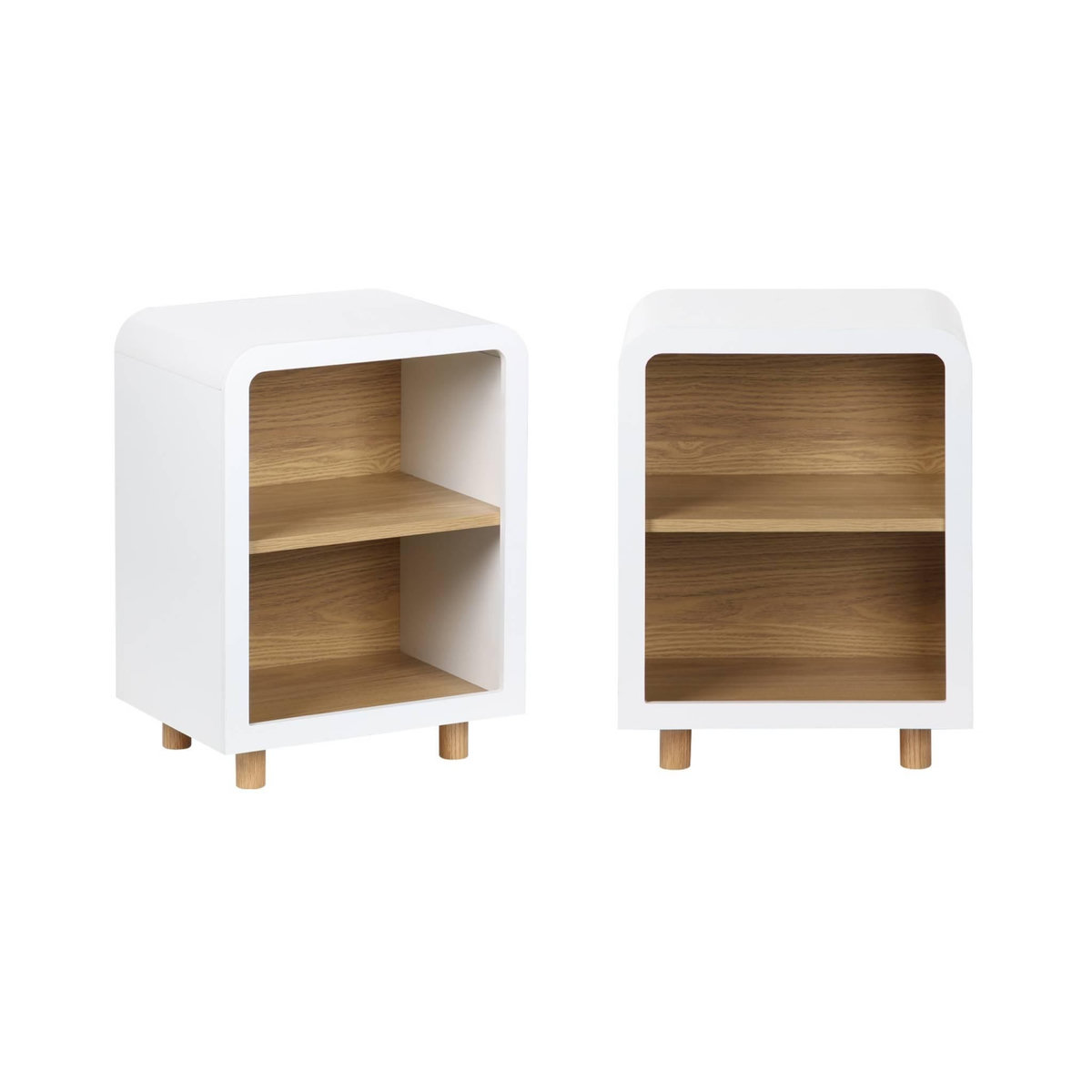 SWEEEK Lot de 2 tables de chevet effet bois 2 niches