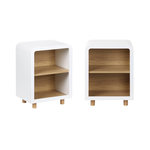 SWEEEK Lot de 2 tables de chevet effet bois 2 niches
