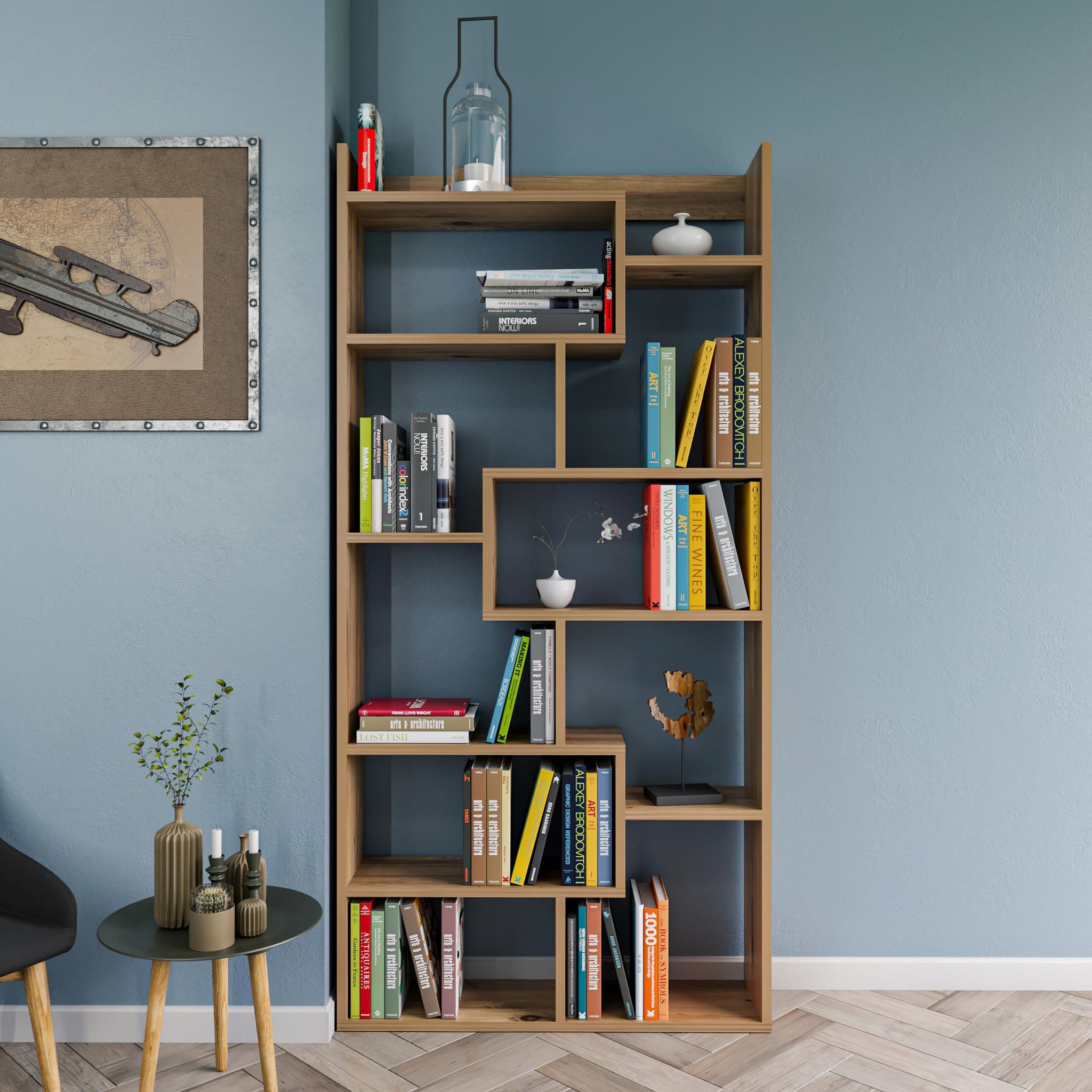 Voir la diapositive 2 : Habitat et Jardin Bibliothèque en bois  kuttap  - 90 x 22 x 182 cm - pin