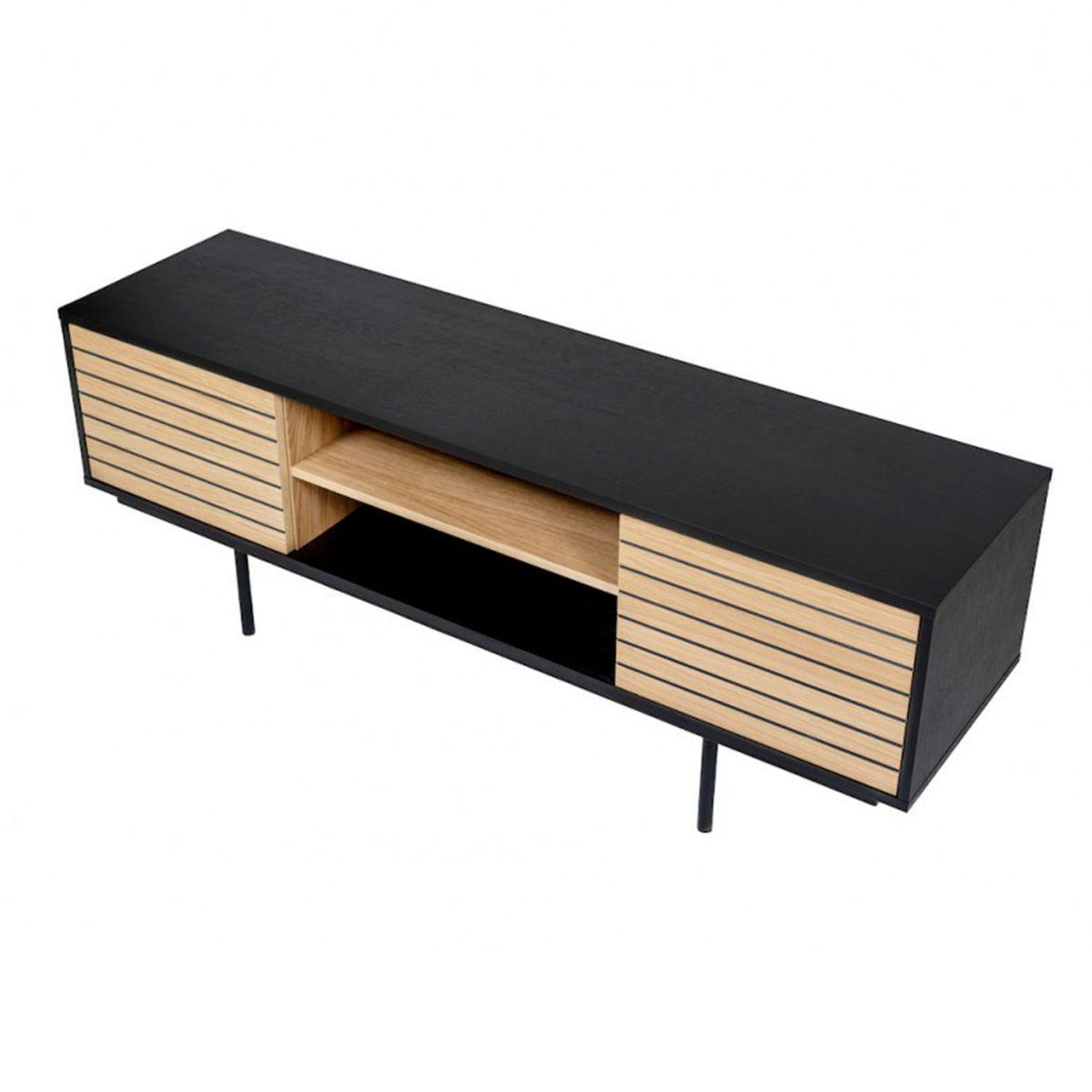 Voir la diapositive 2 : Paris Prix Meuble tv design  stripe  150cm chêne & noir
