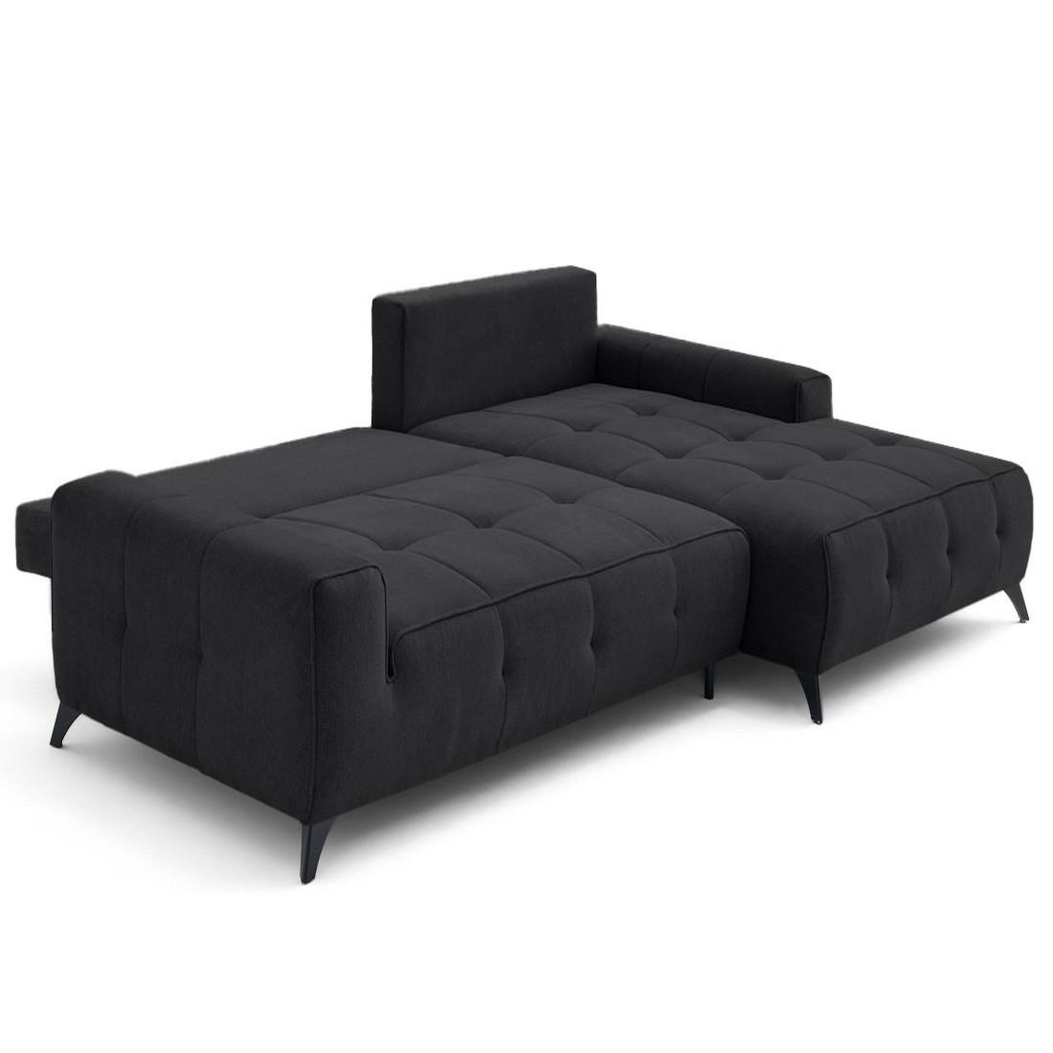 Voir la diapositive 2 : LISA DESIGN Rimini - canapé d'angle droit 4 places convertible avec coffre en tissu texturé