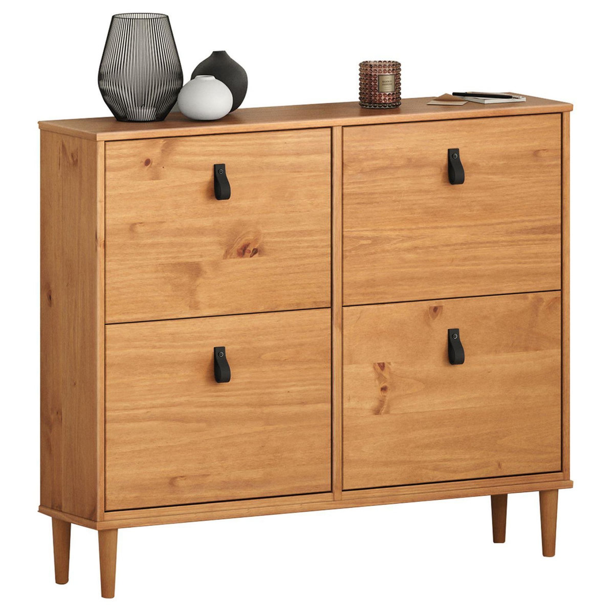 IDIMEX Meuble à chaussures MIKKA avec 4 abattants en pin massif