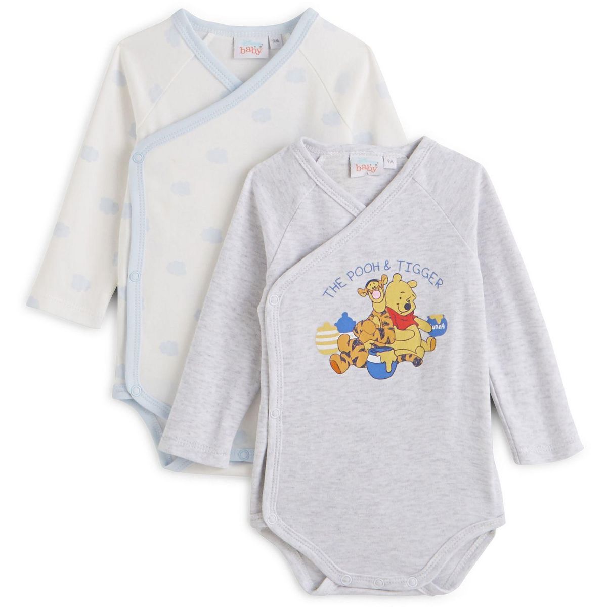 WINNIE Lot de 2 bodies de naissance manches longues bébé garçon