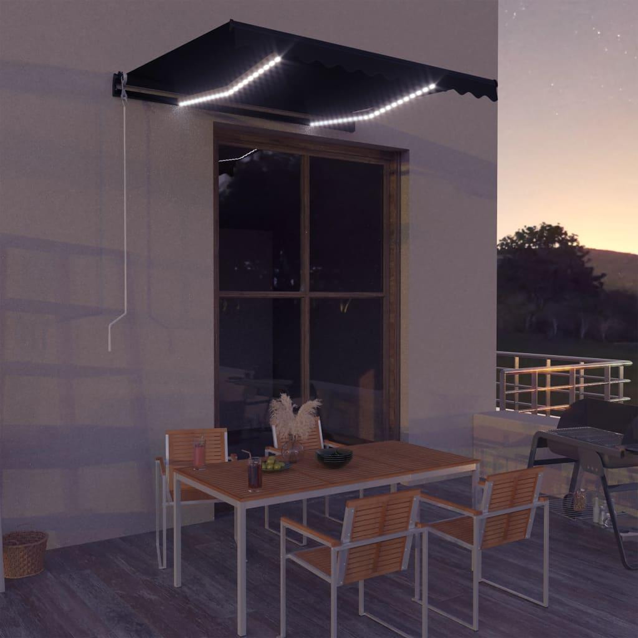 Voir la diapositive 1 : VIDAXL Auvent manuel retractable avec LED 300x250 cm Anthracite