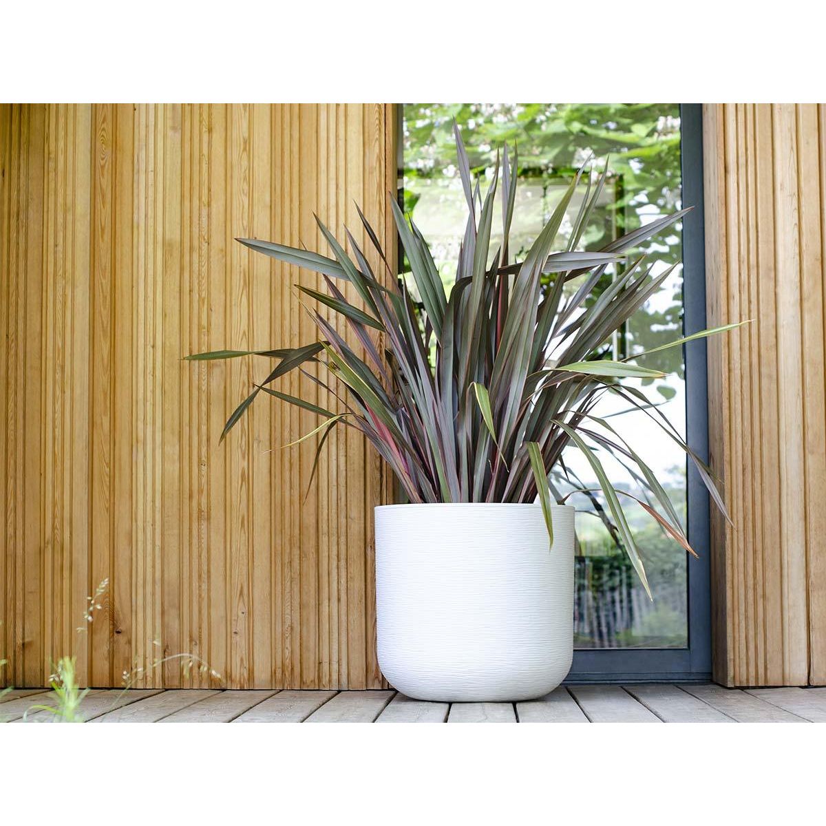 Eda Pot de fleurs rond en plastique Graphit Up blanc cérusé - Ø 40 cm - Eda