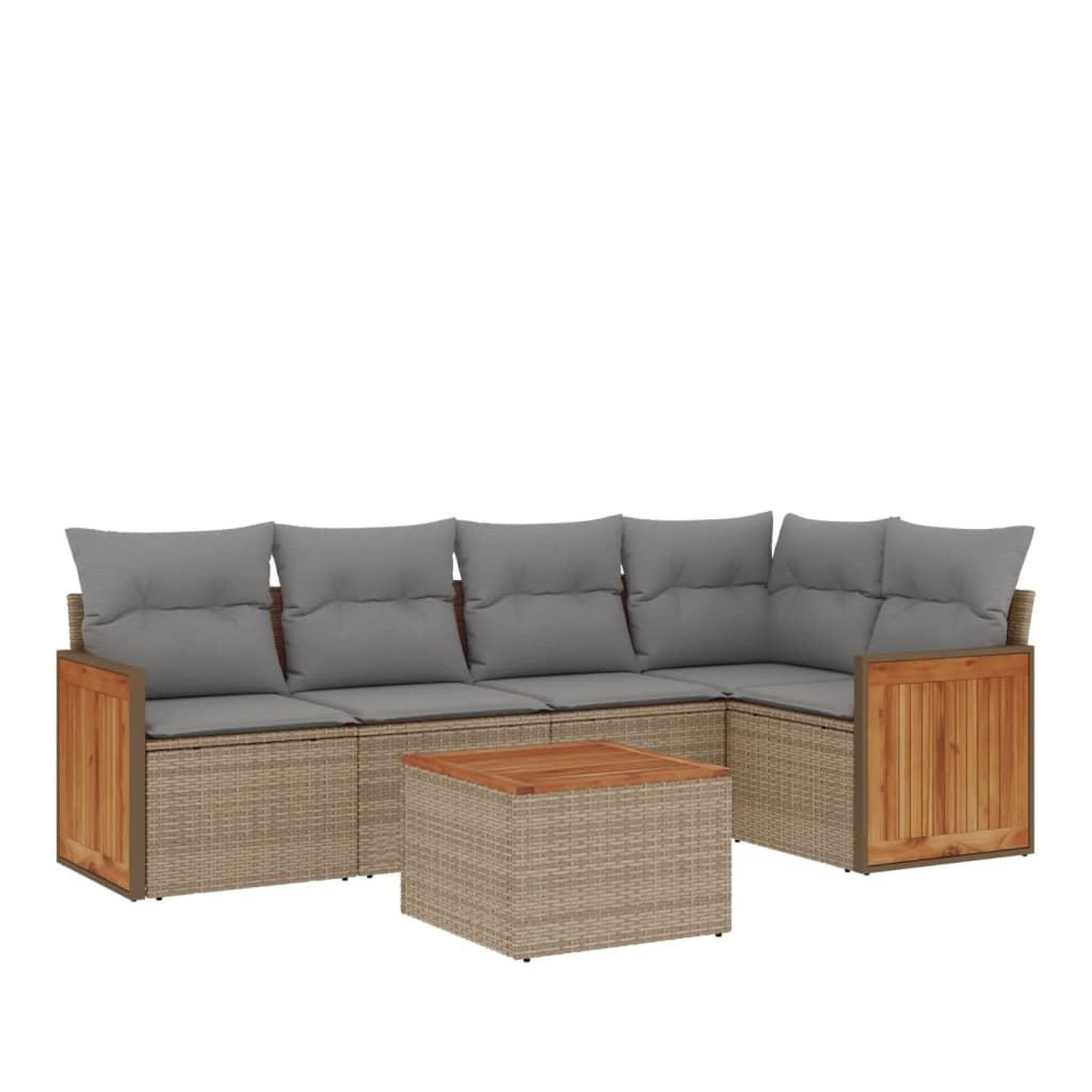 Voir la diapositive 2 : VIDAXL Salon de jardin avec coussins 6 pcs beige resine tressee