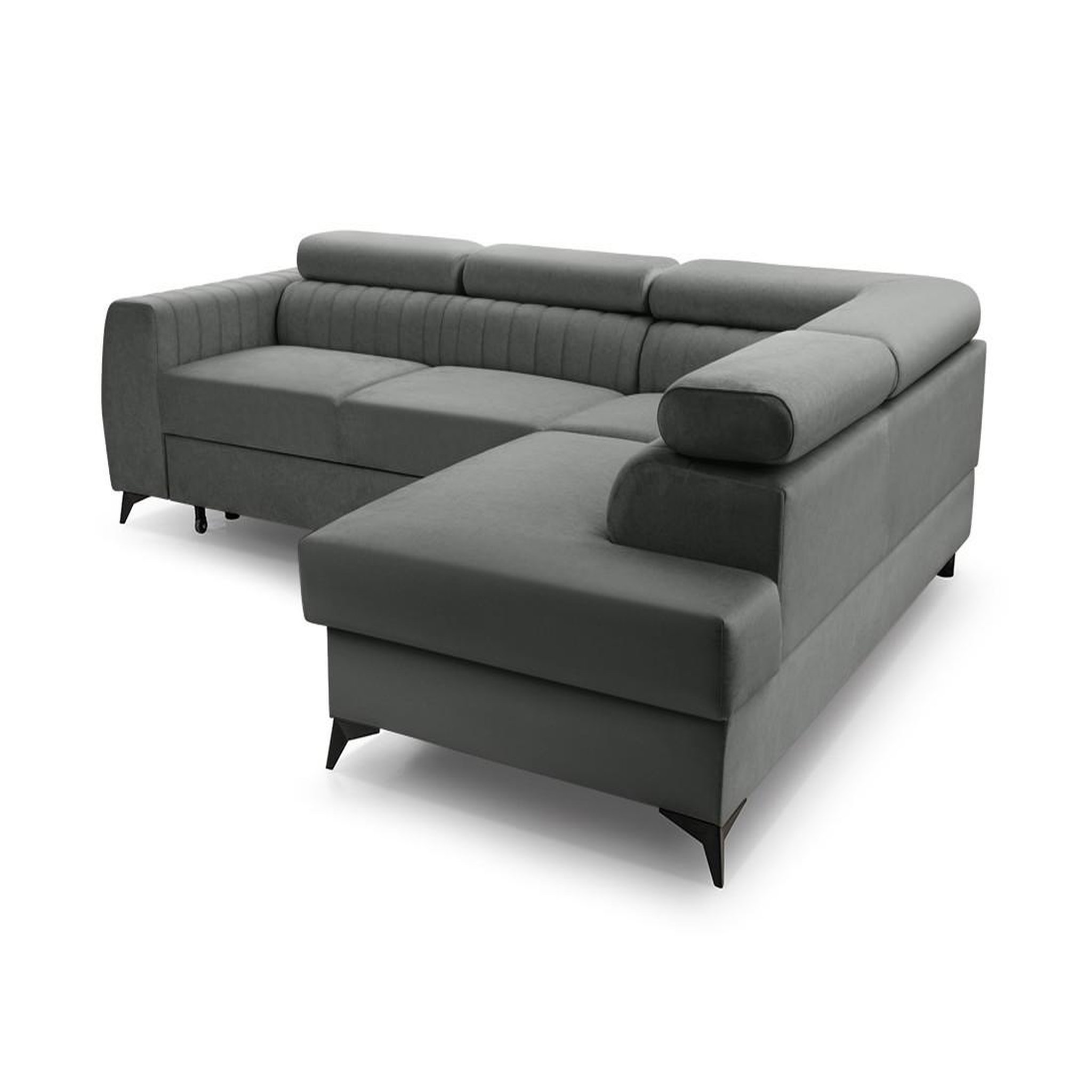 Voir la diapositive 6 : BEST MOBILIER Aneta - canapé d'angle droit 5 places - convertible avec coffre et têtières - en velours