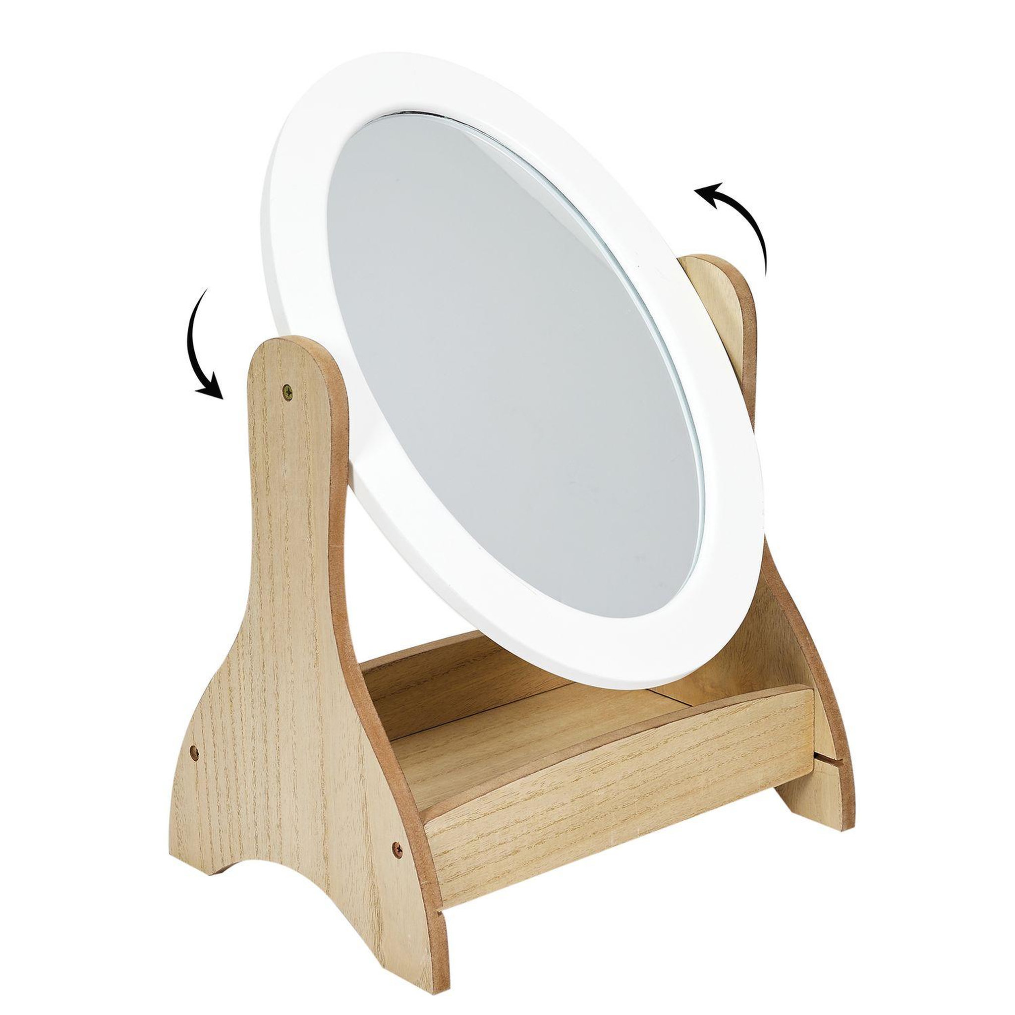 Voir la diapositive 2 : TOILINUX Miroir inclinable Bella pour coiffeuse - Blanc et Beige