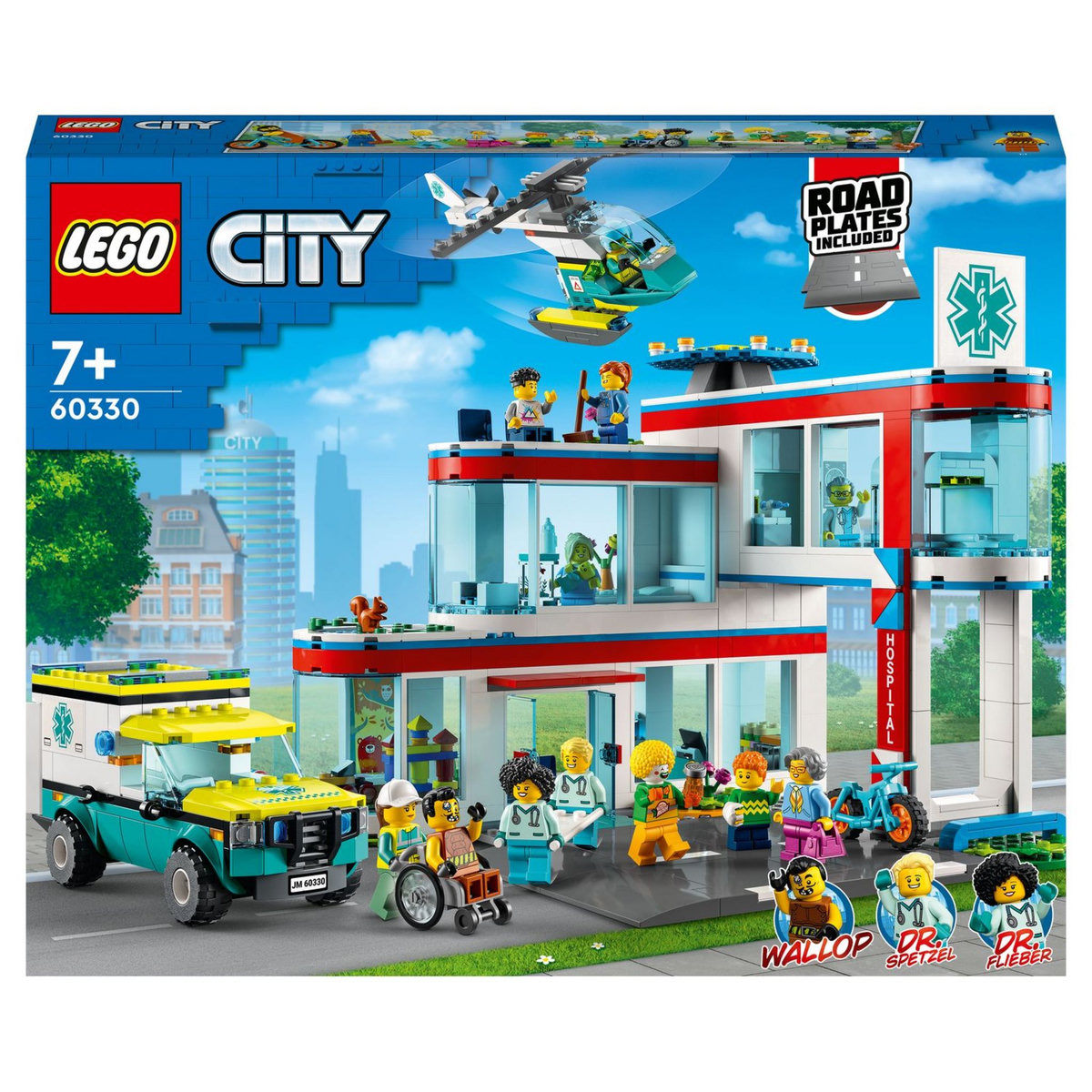 LEGO City 60330 L&rsquo;Hôpital, Set de Construction avec Jouet Ambulance pour Enfant dès 7 Ans