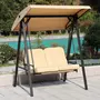 HOMCOM Balancelle de jardin 2 places grand confort coussins d'assise et dossier fournis accoudoirs pare-soleil sable