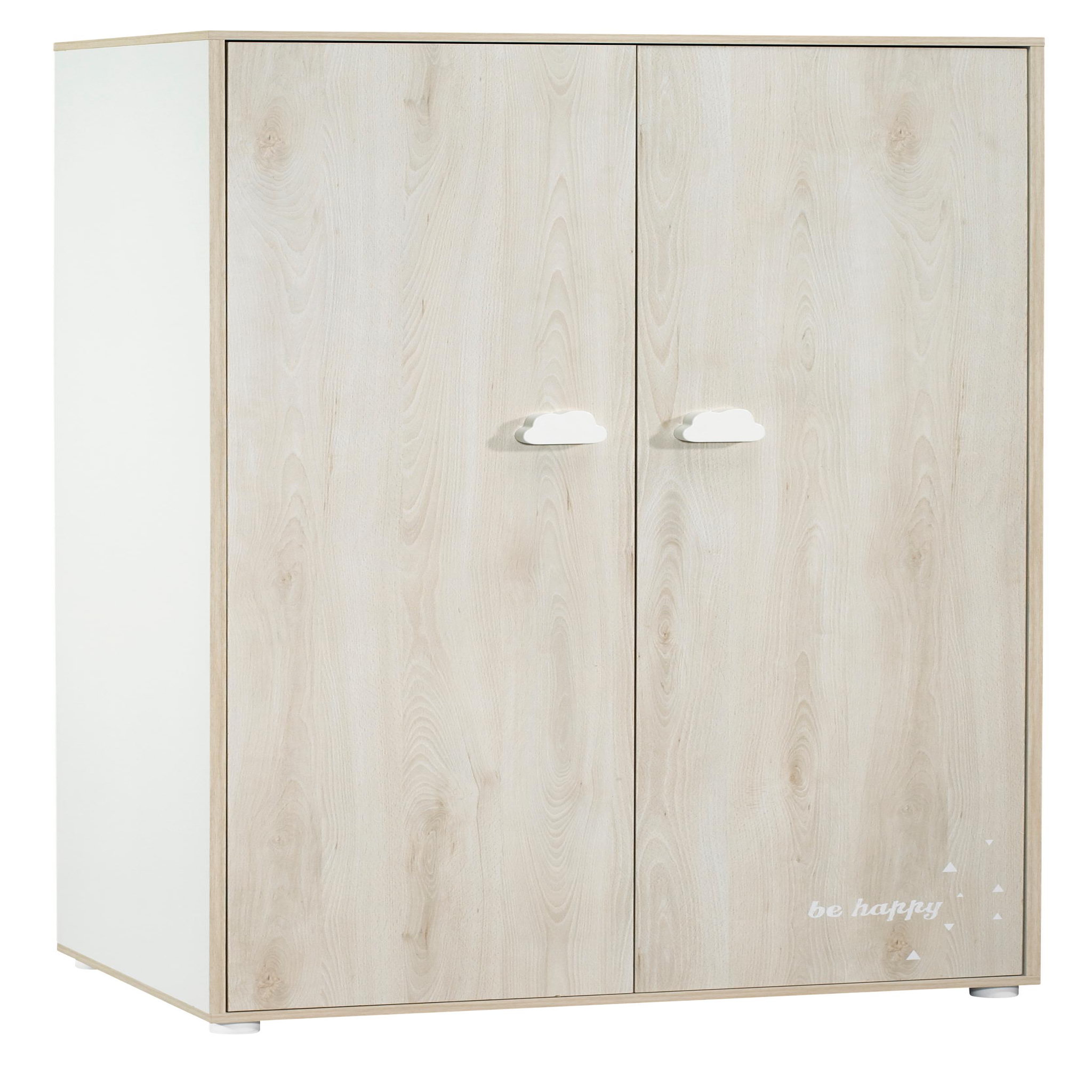BABY PRICE Armoire chambre bébé 2 portes HAPPY, Hêtre cendré 