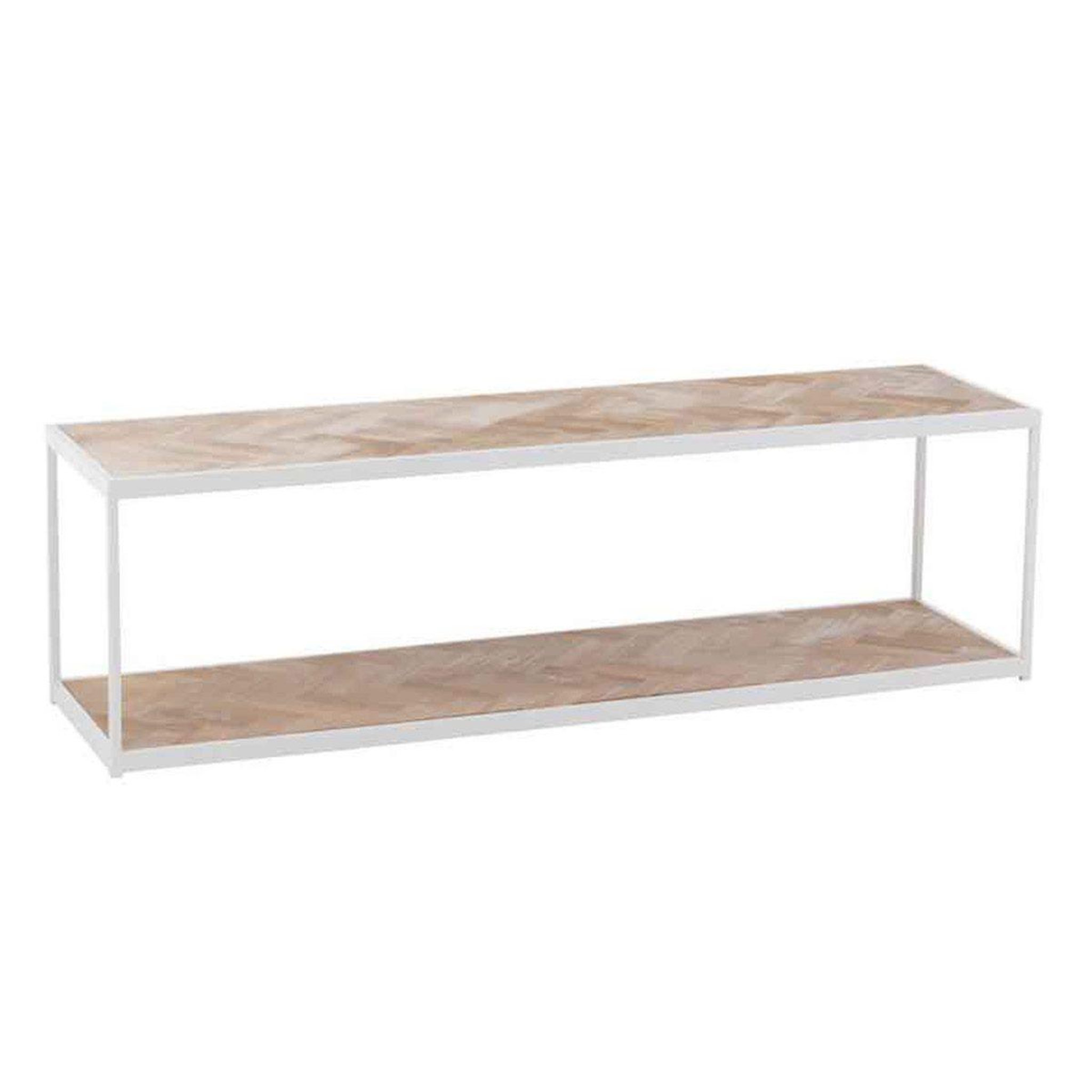 J-LINE Table basse 2 niveaux  miraza  150cm naturel & blanc
