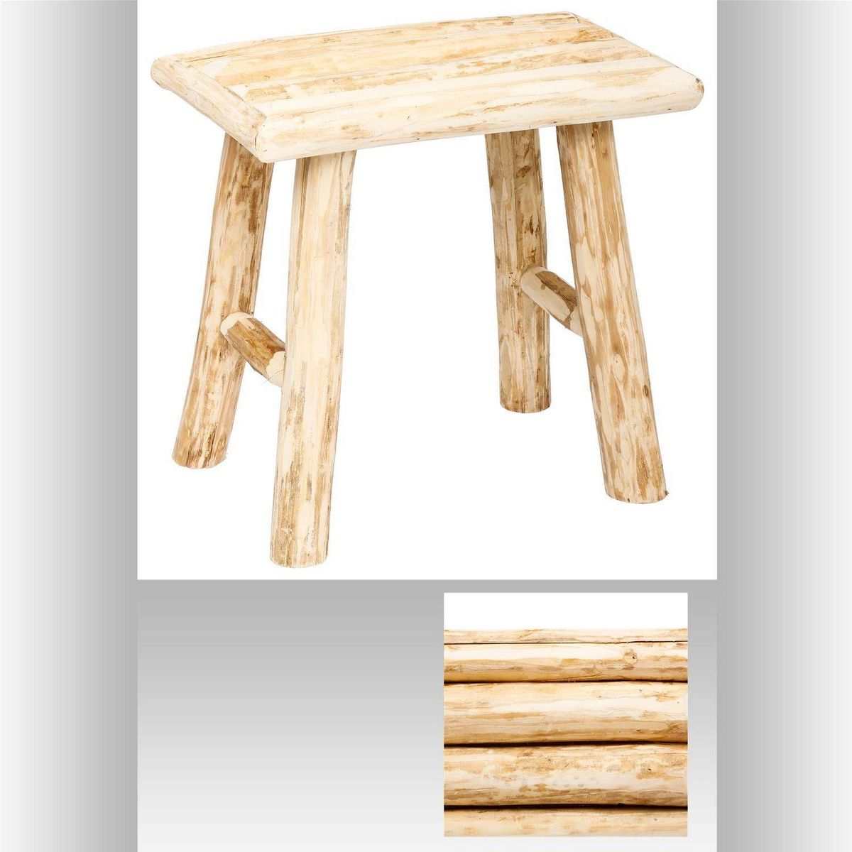 ATMOSPHERA Tabouret en bois Woody - H. 32 cm - Naturel