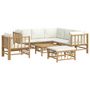 Voir la diapositive 3 : VIDAXL Salon de jardin 8 pcs avec coussins blanc creme bambou
