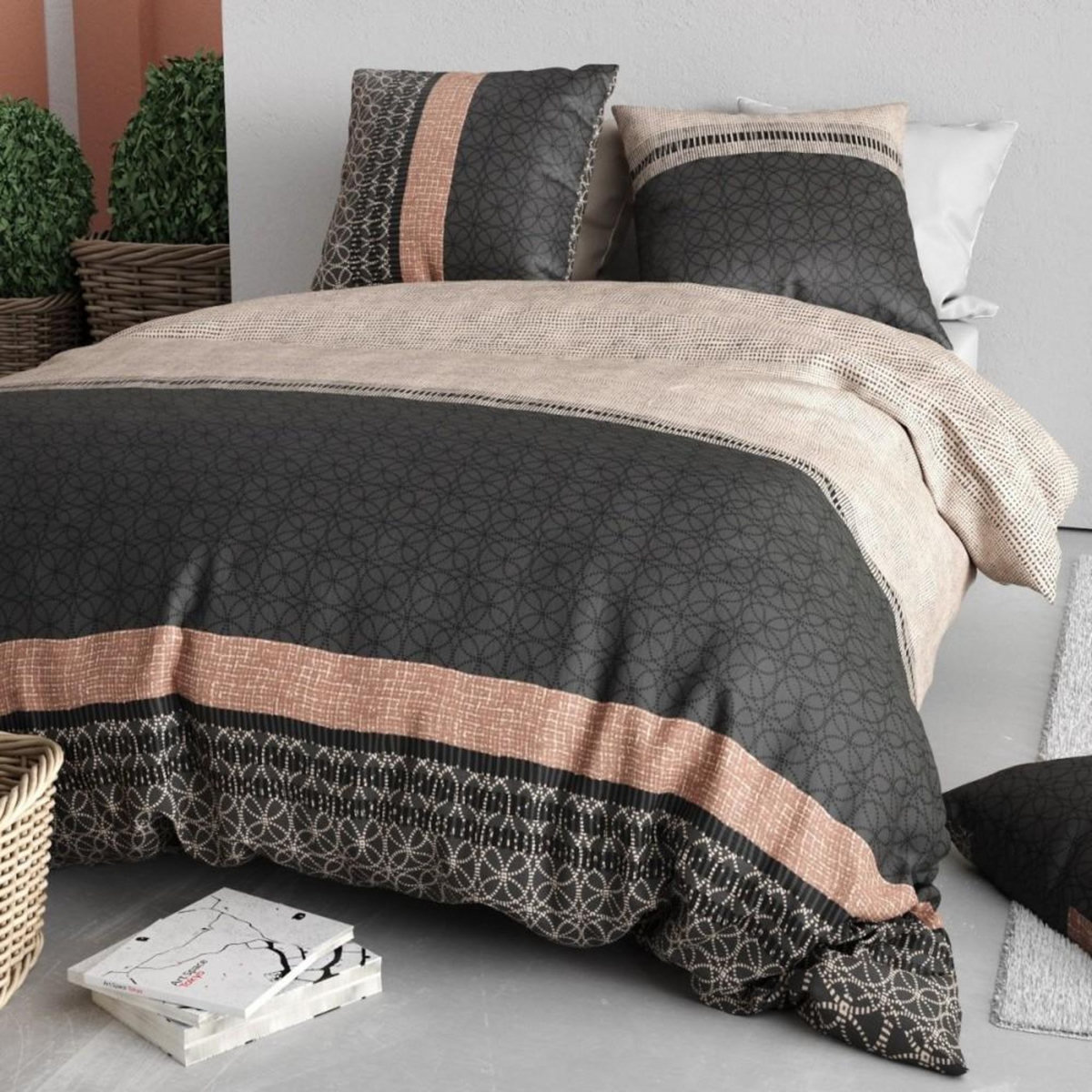 ATELIER DU COTON Housse de couette 240x220 + 2 taies en coton 57 fils