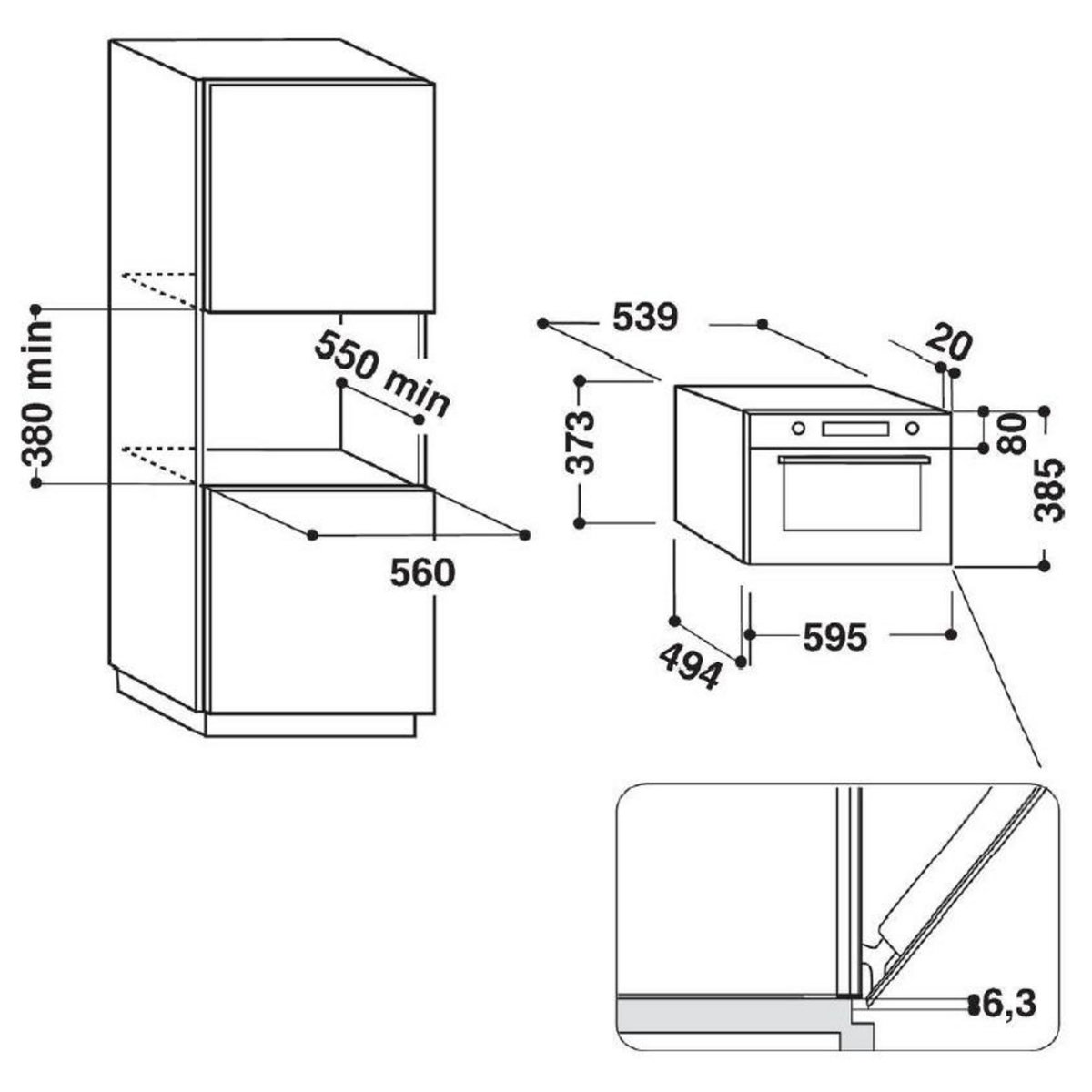 Whirlpool Micro-onde gril encastrable 31l 1000w inox - w6md440