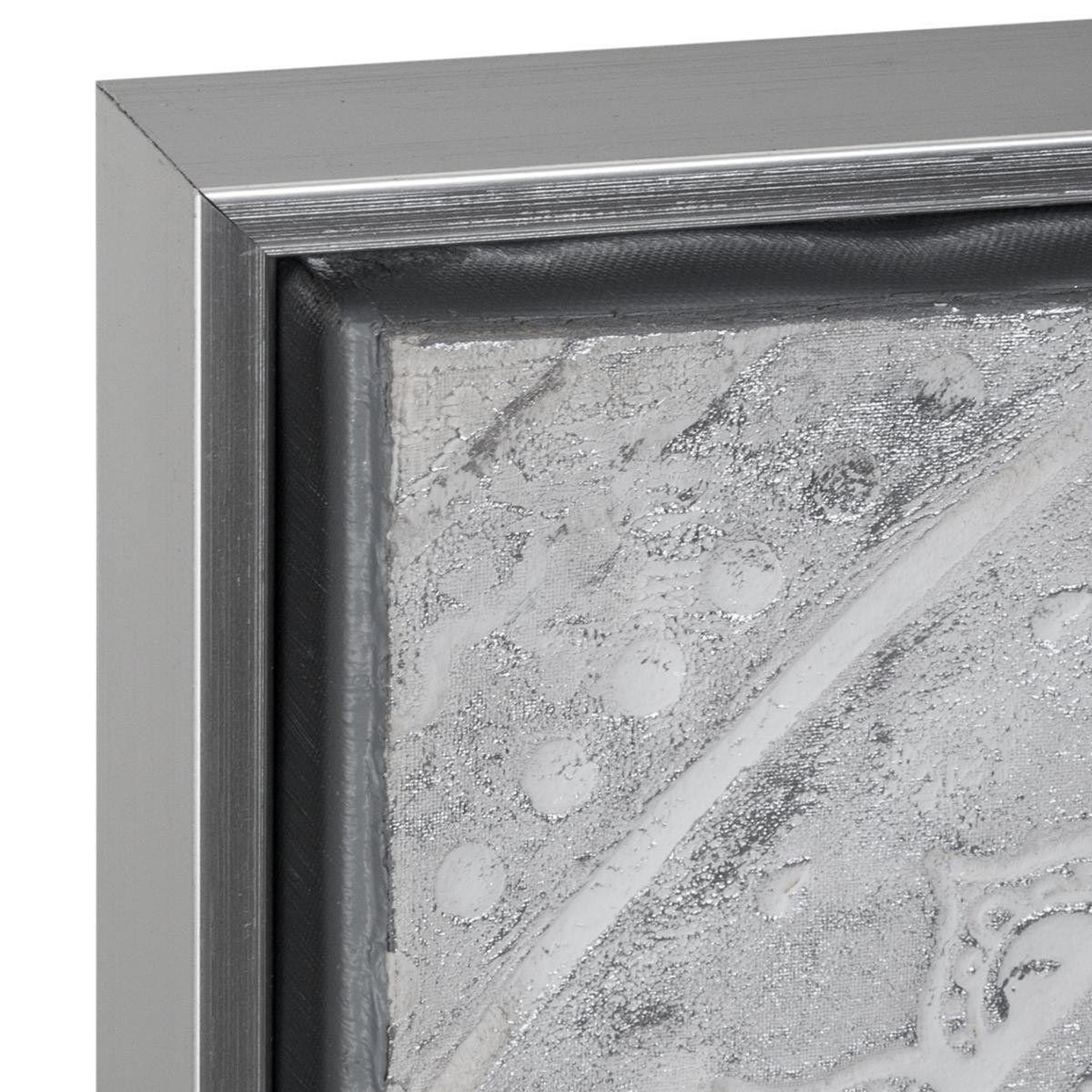 Voir la diapositive 2 : ATMOSPHERA Toile peinte carrée  bouddha  78x78cm argent