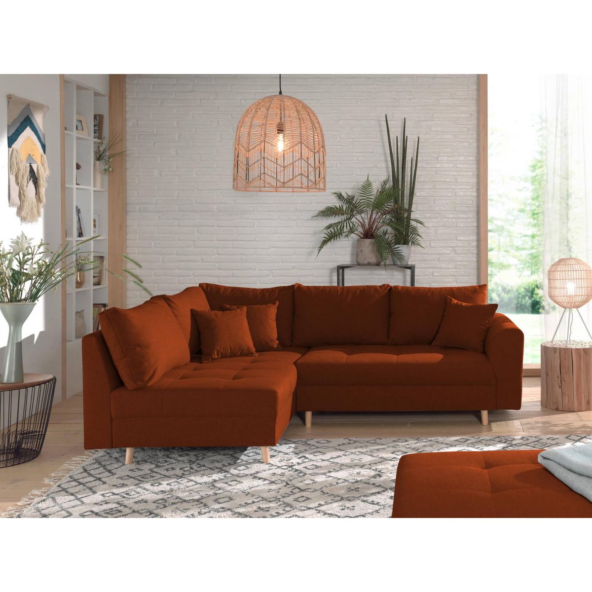 LISA DESIGN Rune - canapé d'angle - avec pouf d'appoint - 4 places - style scandinave - gauche