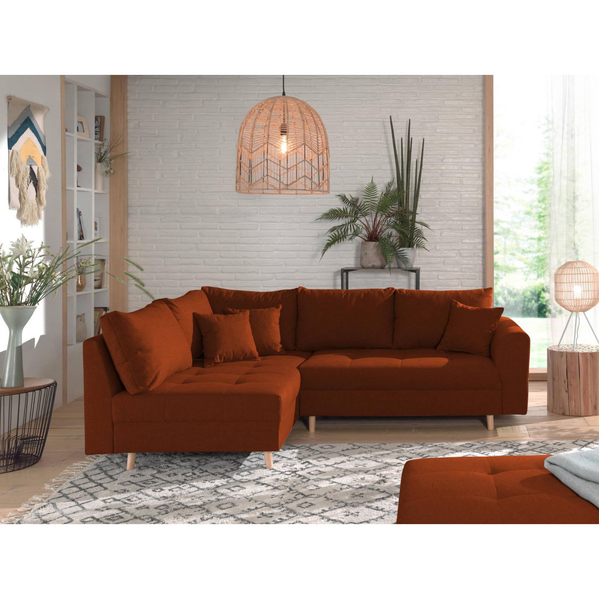 LISA DESIGN Rune - canapé d'angle - avec pouf d'appoint - 4 places - style scandinave - gauche