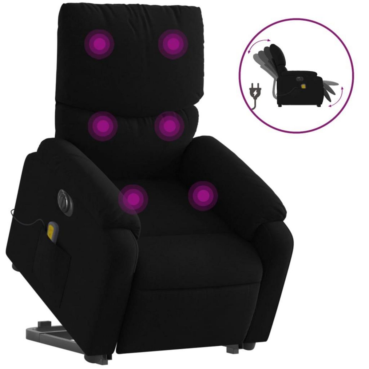 VIDAXL Fauteuil inclinable de massage electrique Noir Tissu