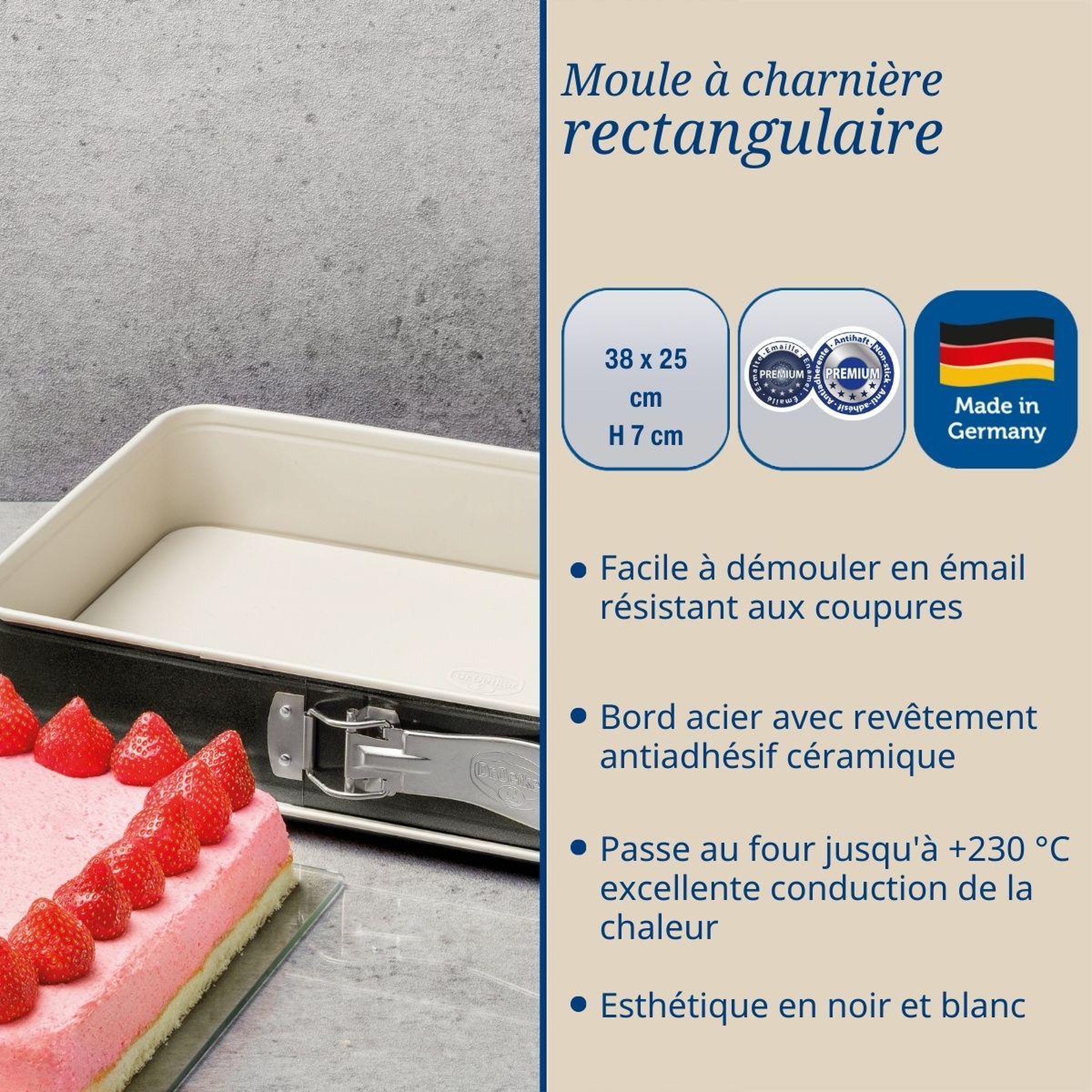 Voir la diapositive 2 : DR.OETKER Ensemble de 2 moules à charnière rectangulaire 38 x 25 cm dr oetker back-trend