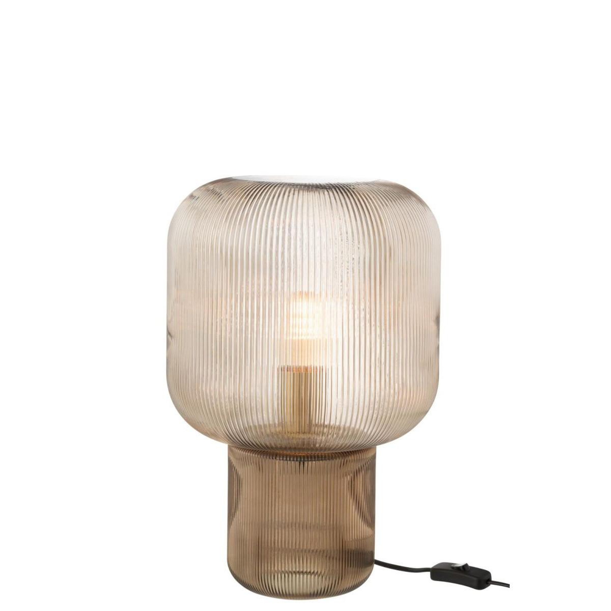 Voir la diapositive 2 : J-LINE Lampe à poser en verre  allyson  42cm marron
