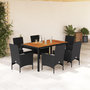Voir la diapositive 1 : VIDAXL Ensemble a manger de jardin et coussins 7pcs noir rotin acacia