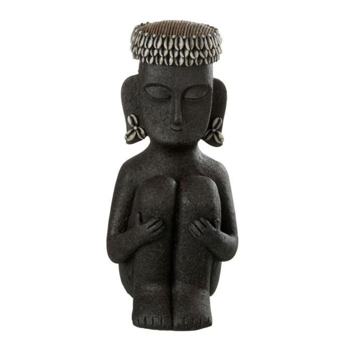 Paris Prix Statue Déco  Assise Ethnique  33cm Noir